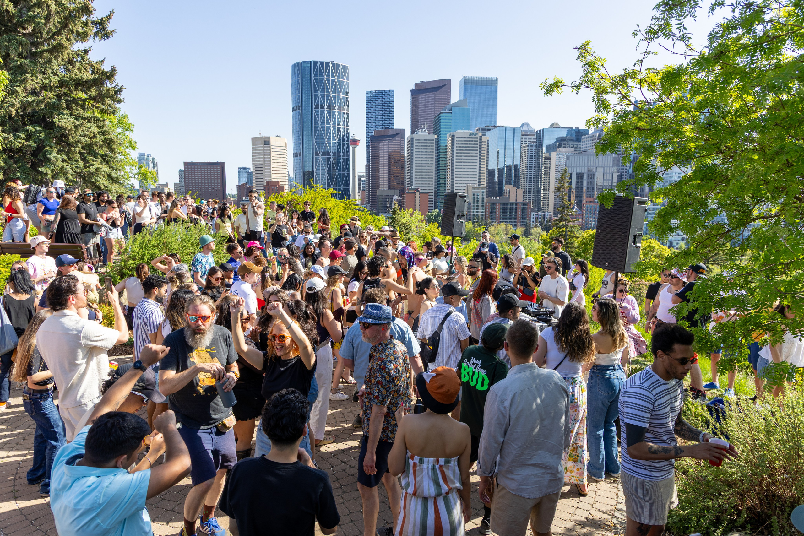 Beats in the Park — Dos Leches DJ Party at Rotary Park, Calgary. ProFly.club — Professional aerial filming in Calgary