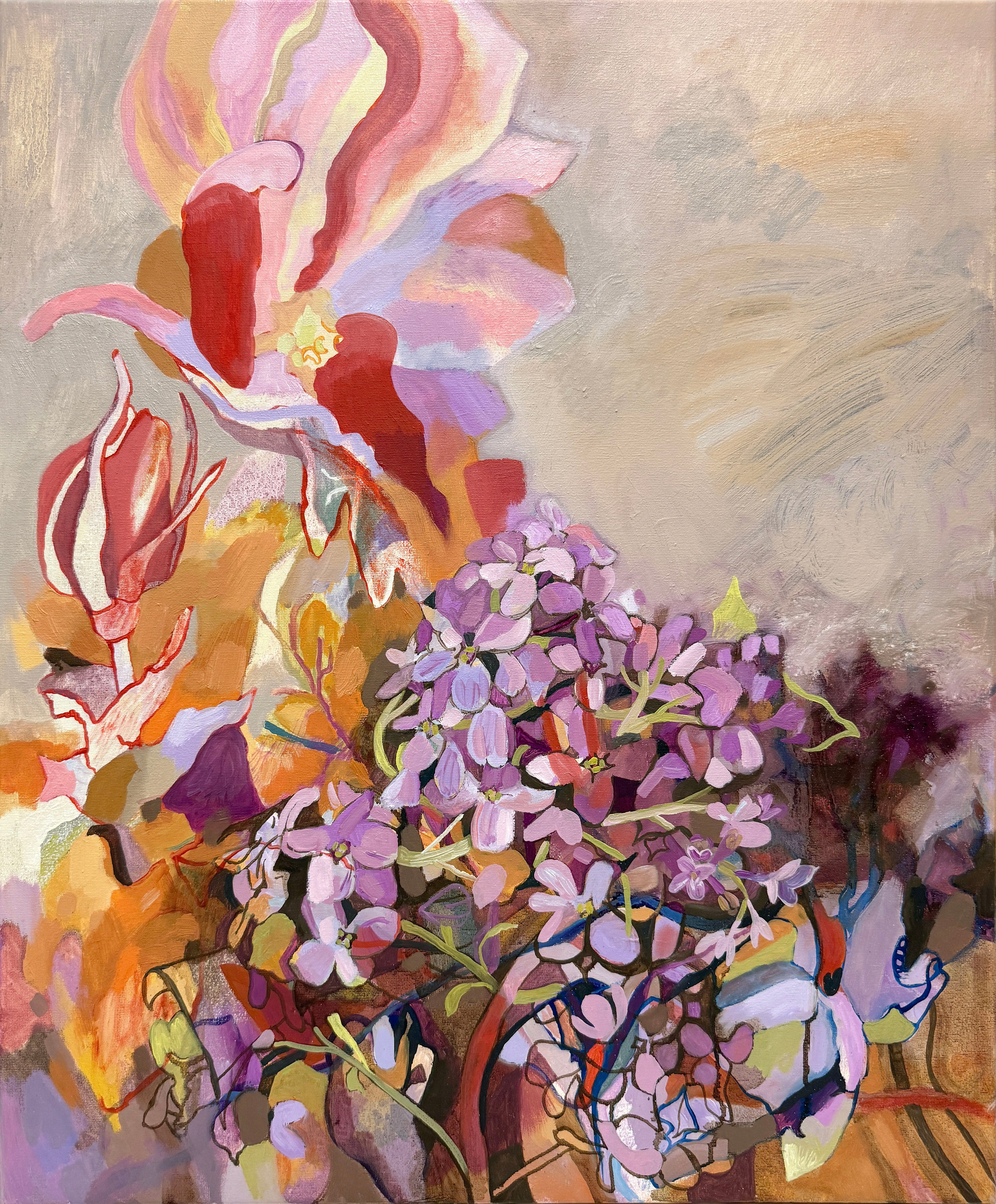 Lilac in front of St John's Cathedral, Oil on canvas, 20 x 23 in (50 x 60 cm) 2024