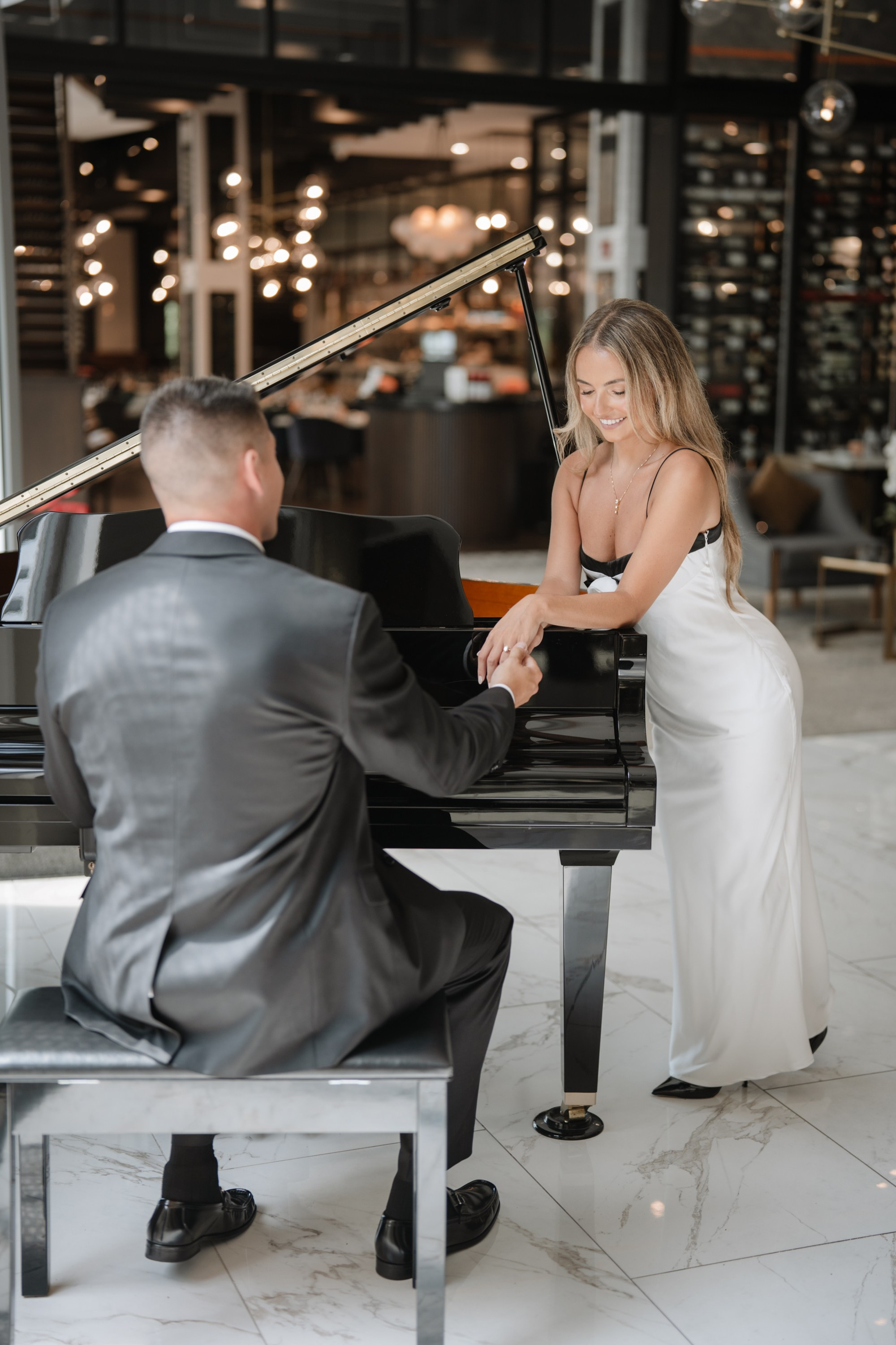 Engagement photo shoot at the hotel. Portrait and wedding photographer in New York