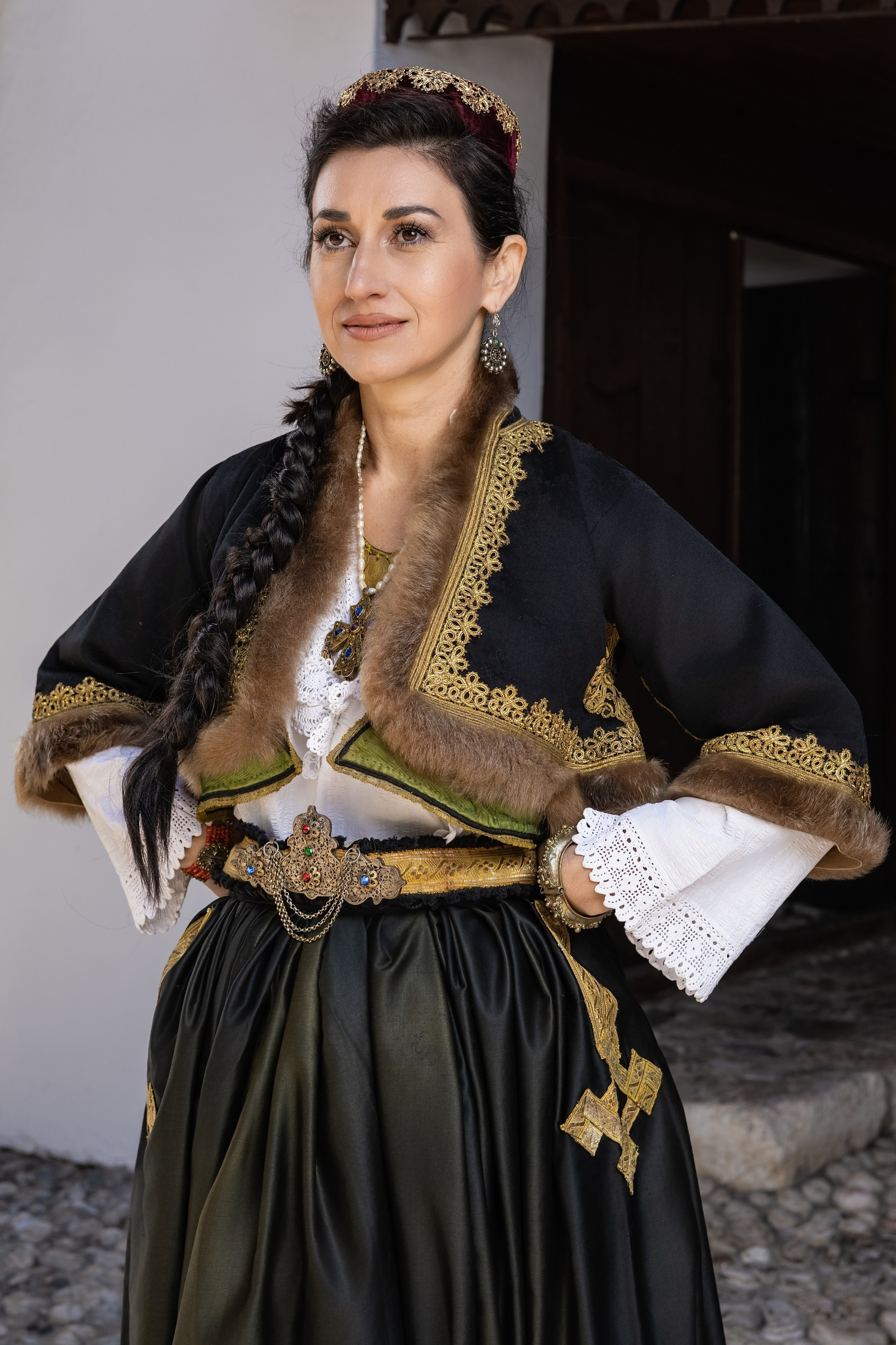 Woman wearing authentic Bosnian traditional dress photographed in Sarajevo by photographer Namir Čomaga.