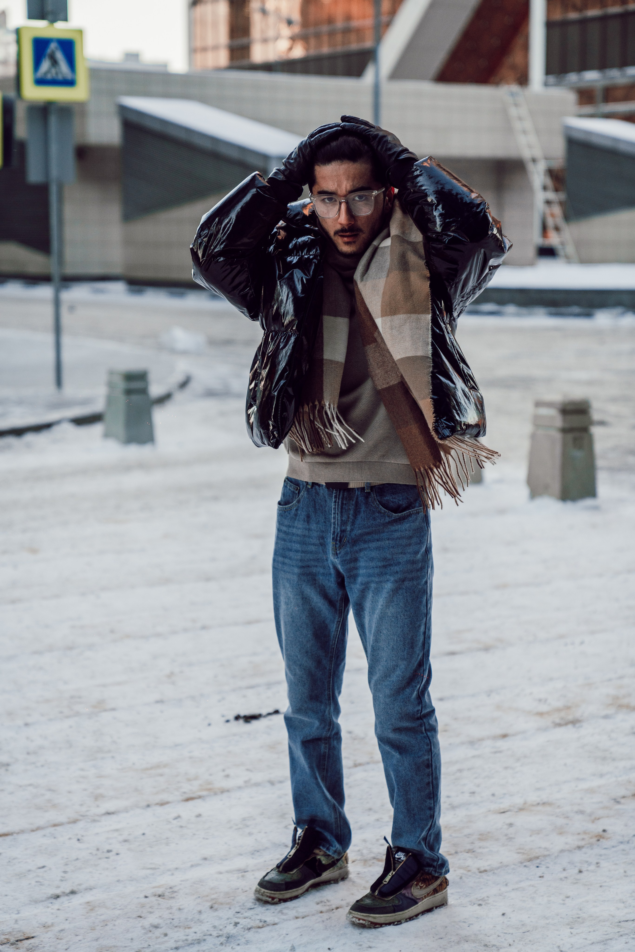 Male portrait on the background of Moscow city. Photographer in Uzbekistan and Samarkand Djasur Marupov