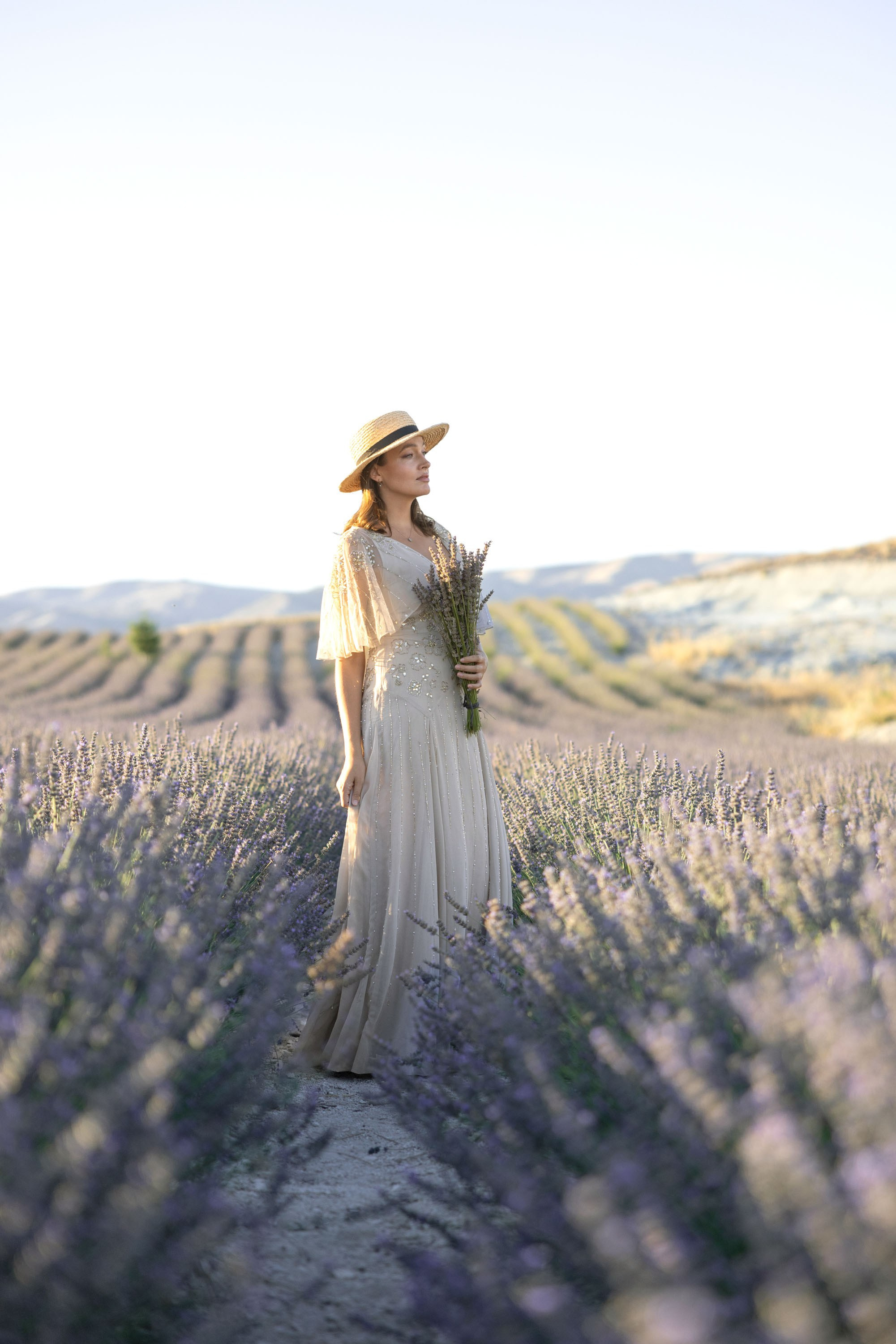 Photo session in lavender field. Julia Ganch I Fashion Wedding Photography I Cappadocia Turkey