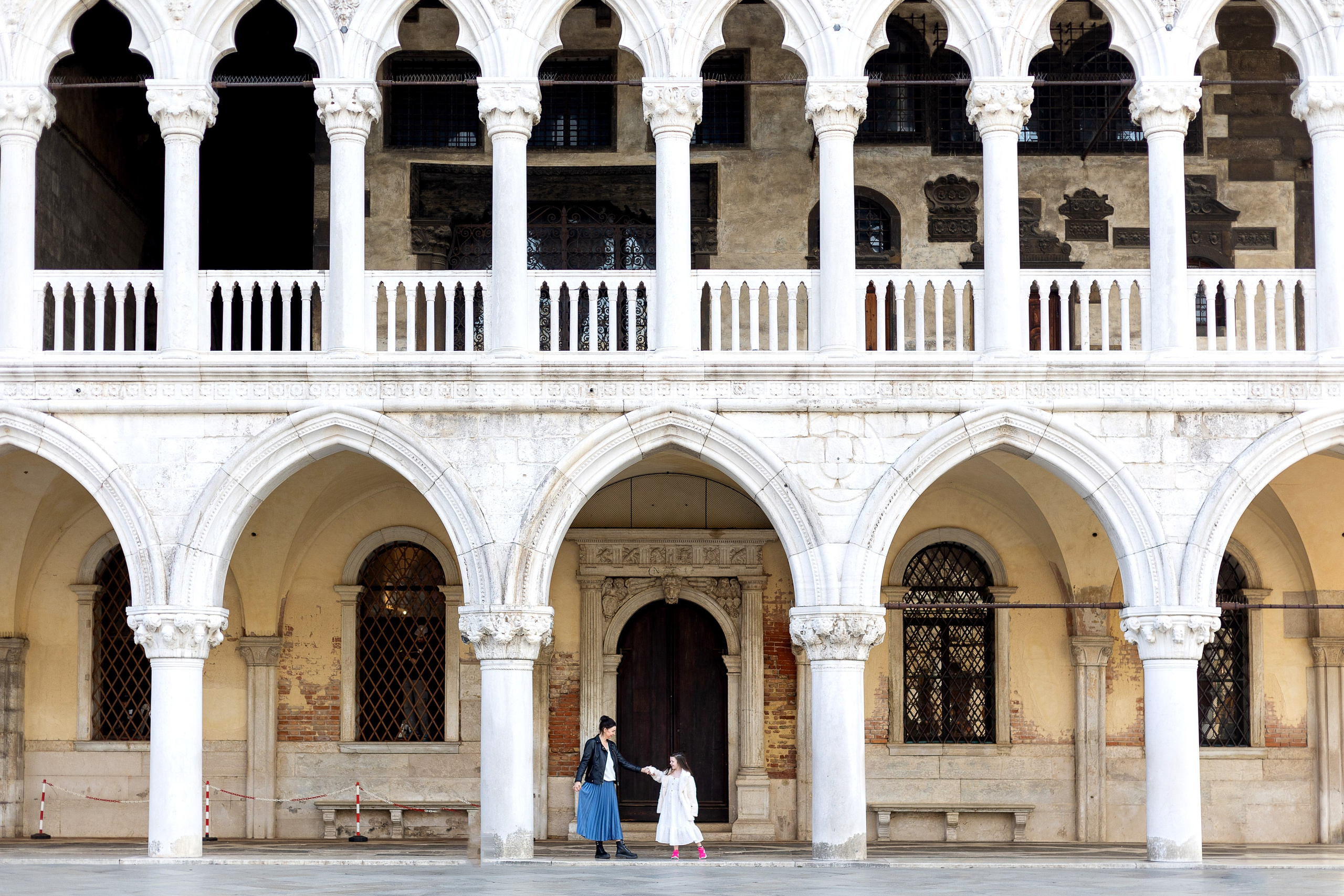 Mother and daughter at sunrise