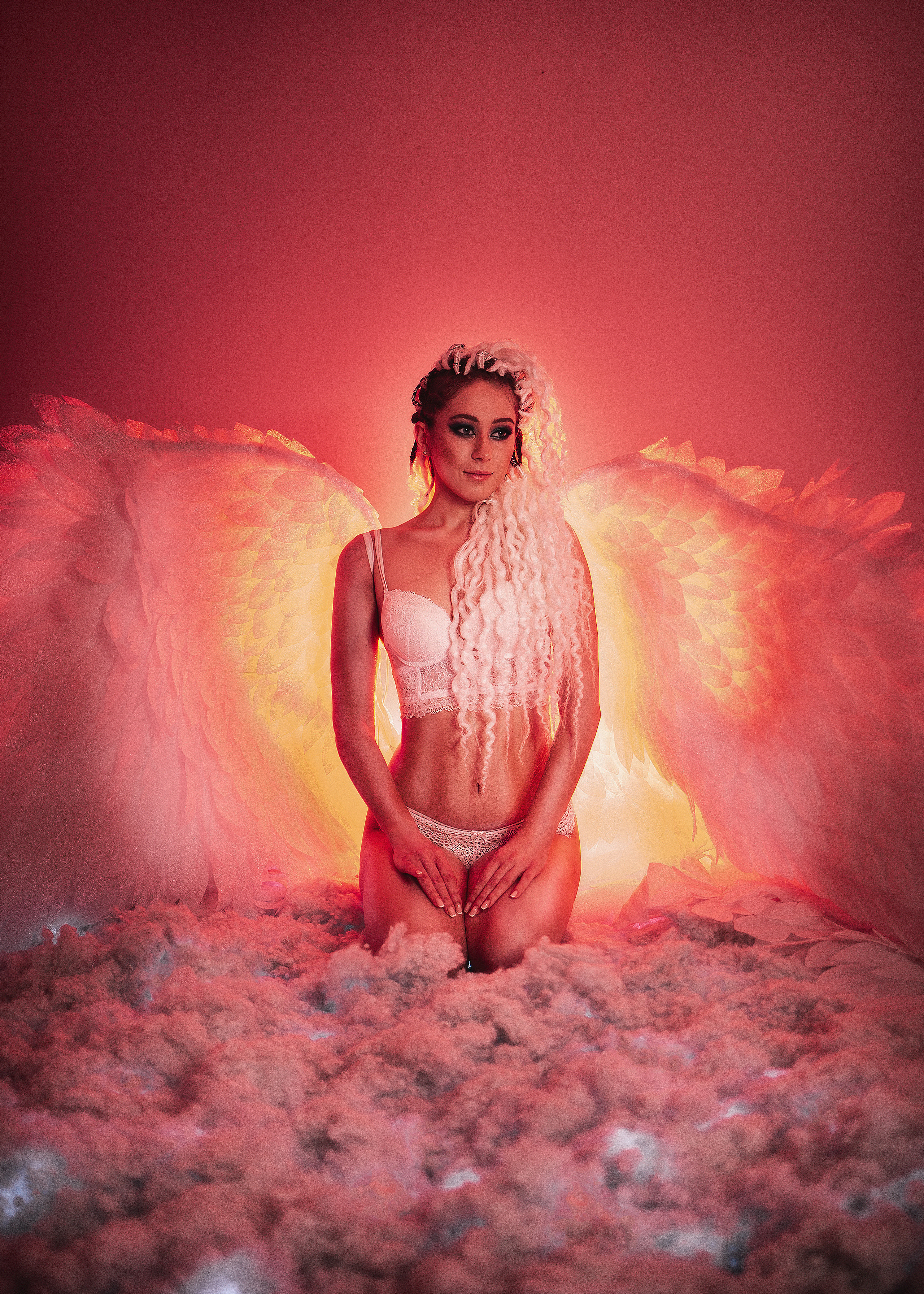 Portrait photo shoot with angel wings, Dimitri Ilkov, photographer Edmonton