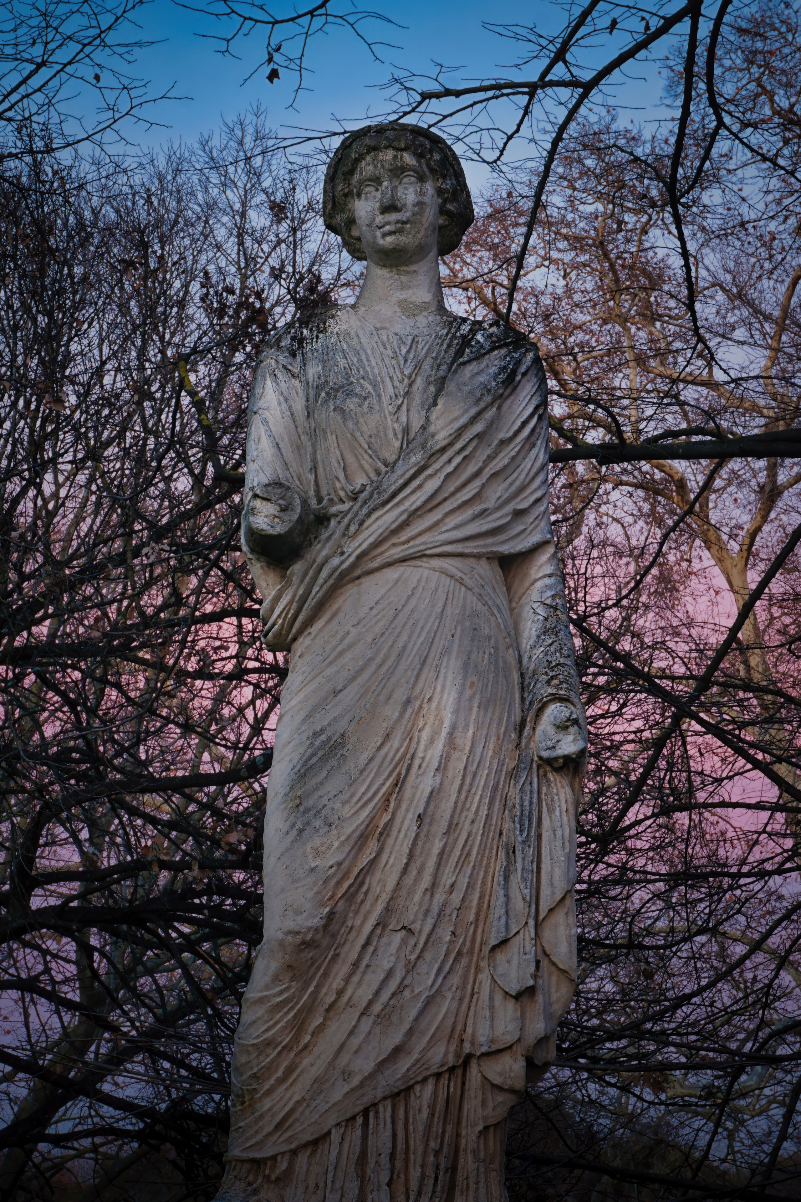Photography of Italy – Replica statue inspired by the Temple of Antoninus and Faustina in Villa Borghese, Rome, photographed as part of a photography book about Rome.