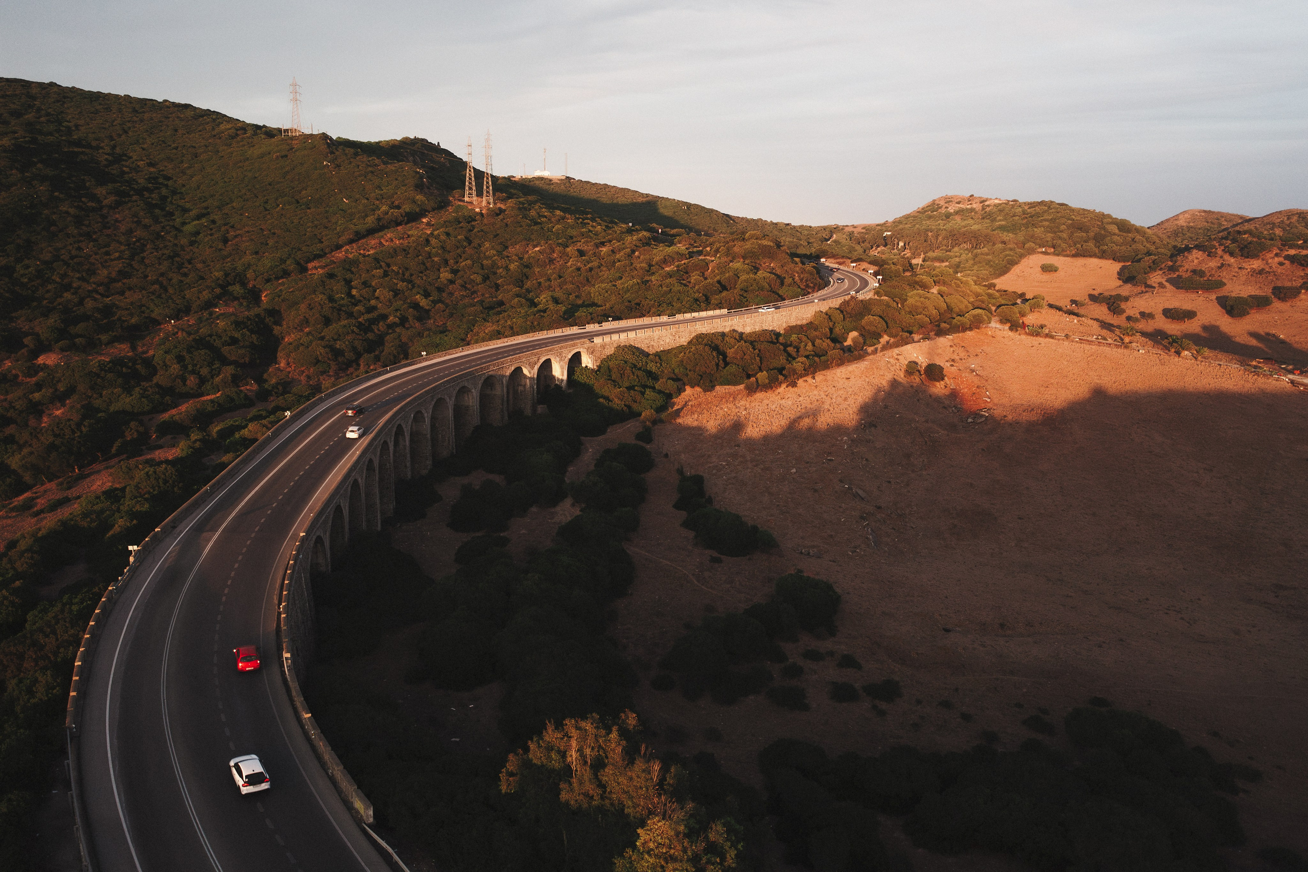 Tarifa wind farms and surrounding hills from above, captured by Marbella drone photographer