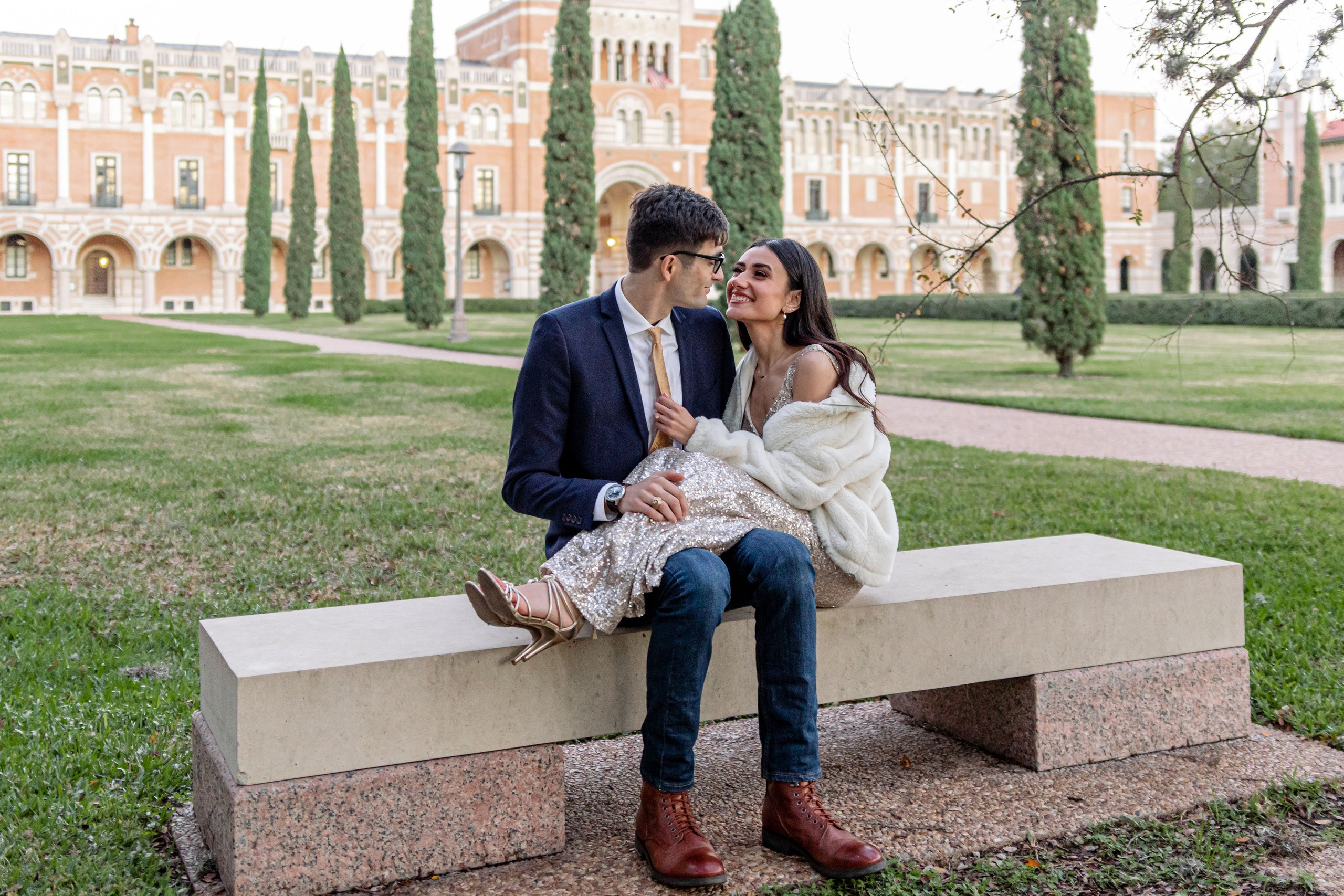 Nikkie and Sebastian's engagement photoshoot at Rice University