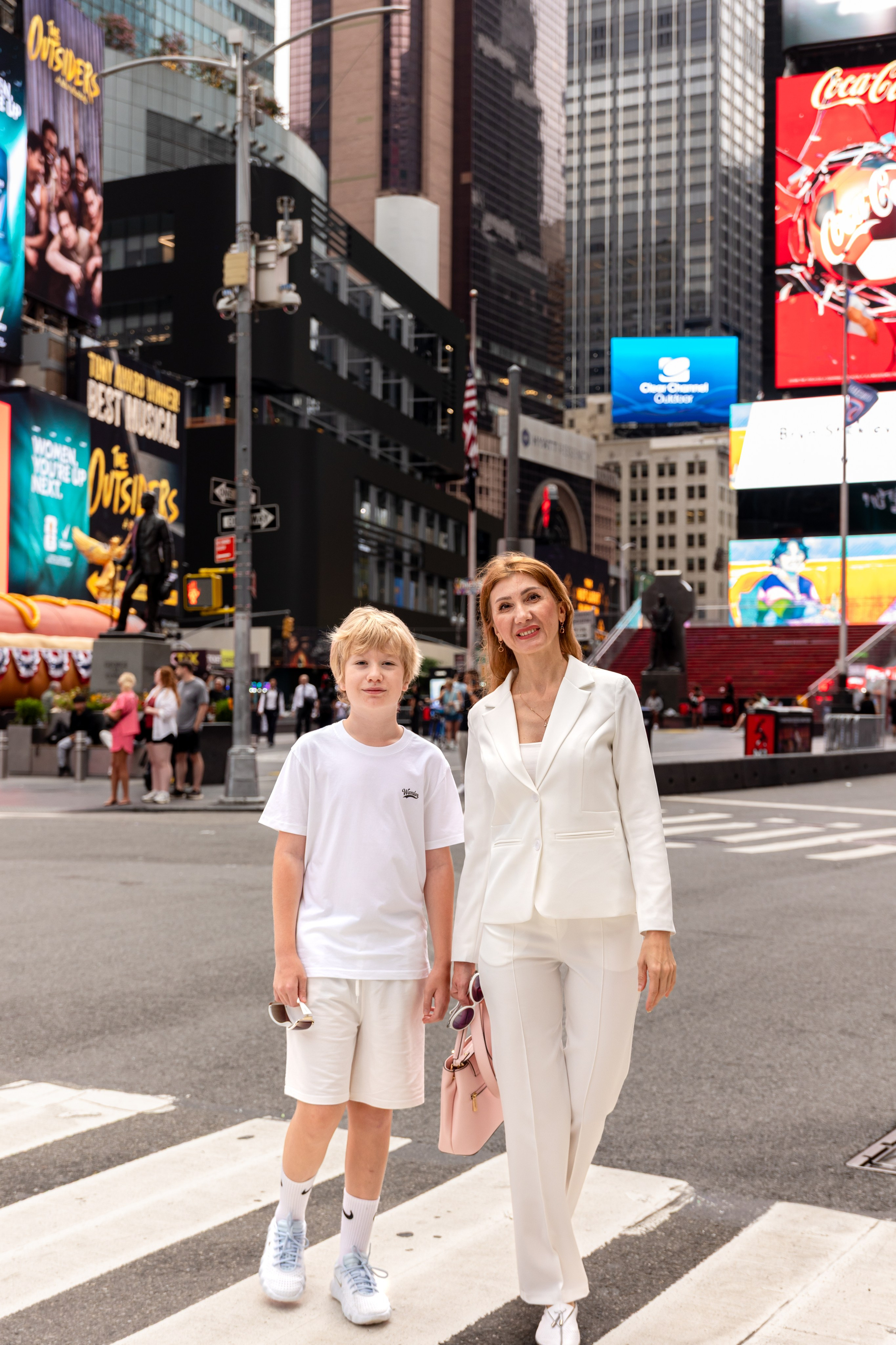 mother and son photoshoot times square new york