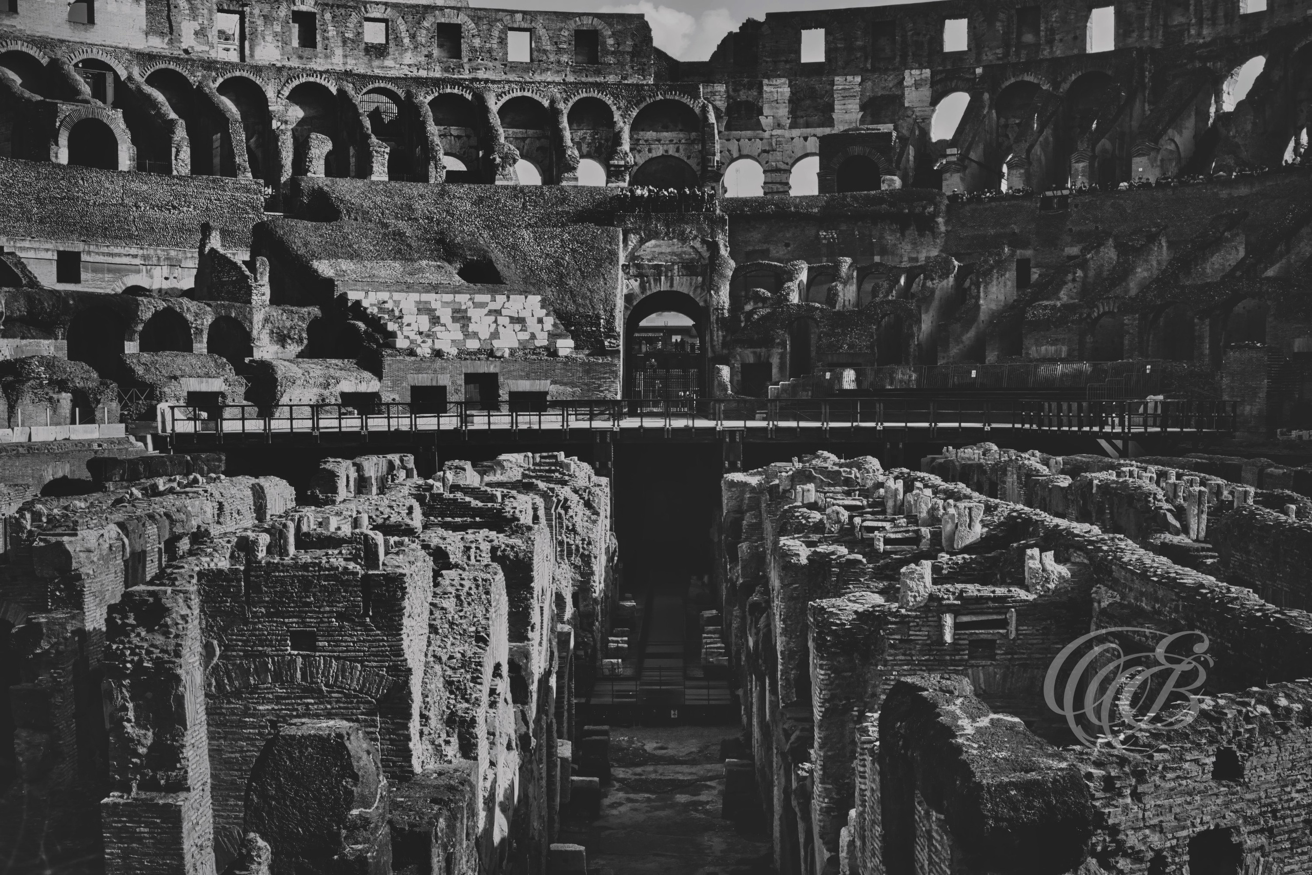 Rome Italy - Coliseum Main Axis - Eduardo Bartoli Fine Art Photography - Black and white matte fine art photograph of the main axis of the Colosseum in Rome, Italy – photography by Eduardo Bartoli.