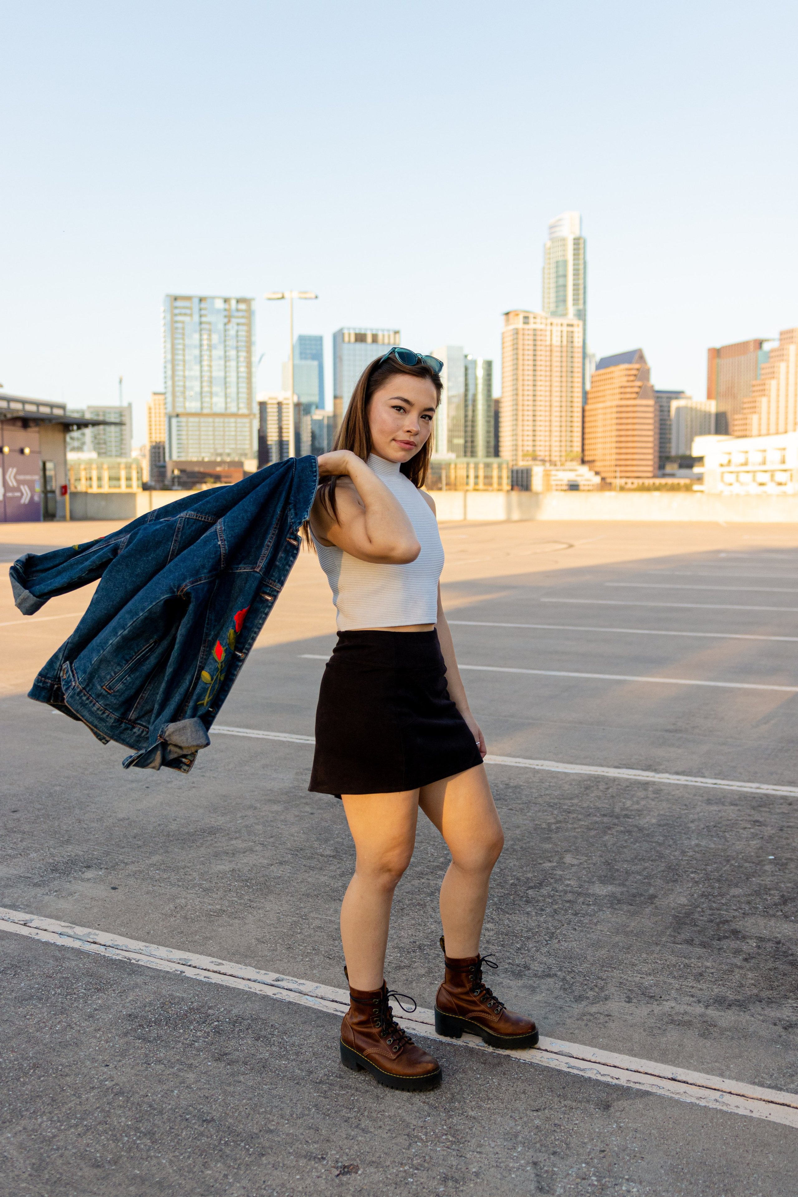 Anna’s photoshoot on a rooftop in downtown Austin