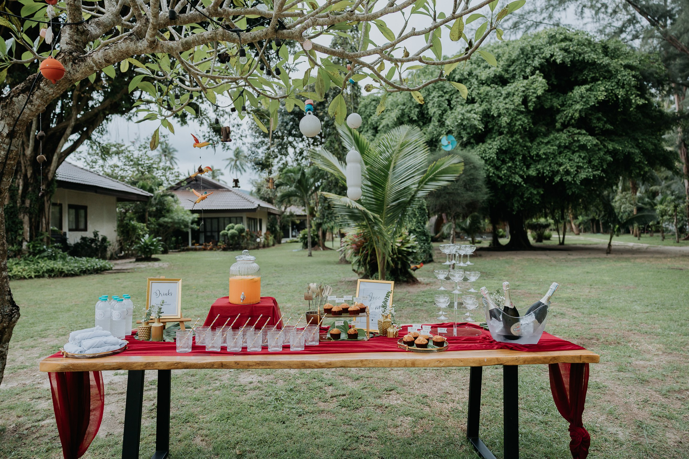 Simone & Matthias Peter. Buddhist blessing wedding Ceremony on Koh Samui, Thailand