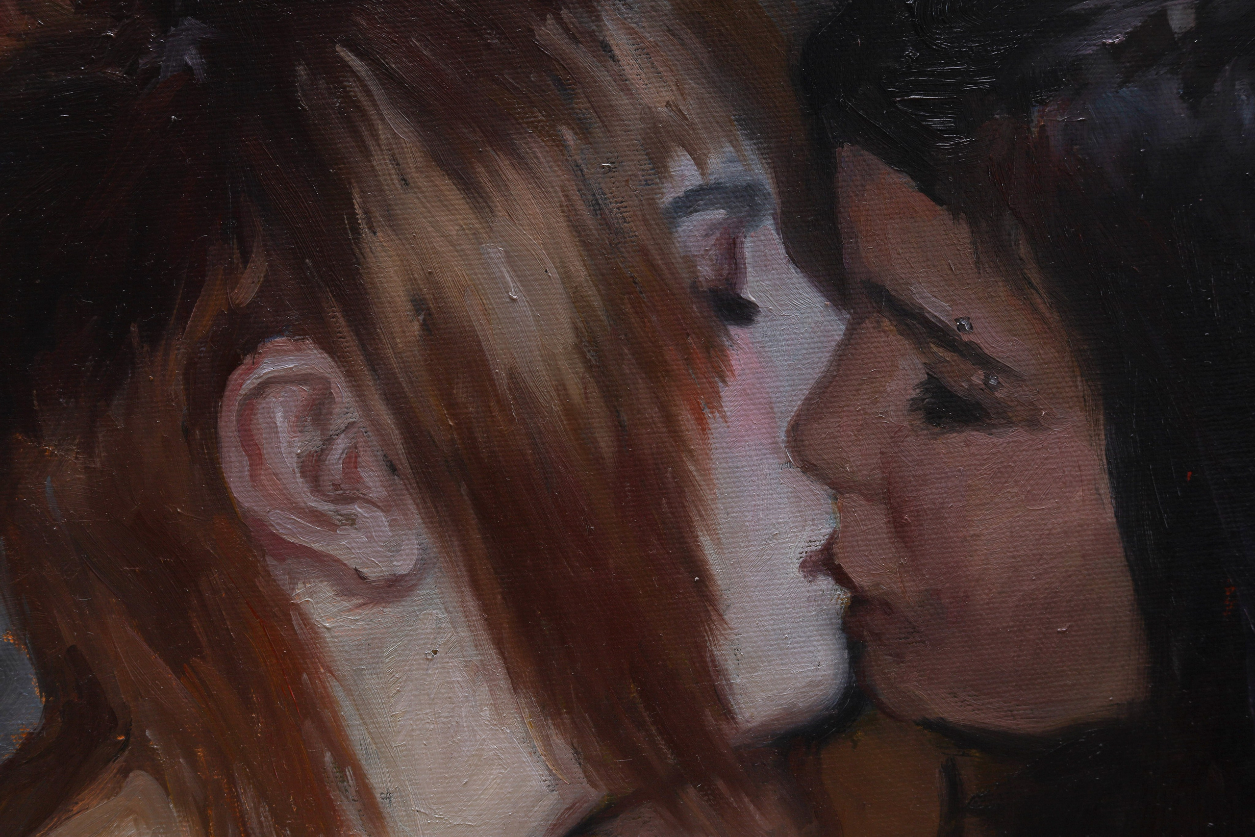 The Kiss, oil on canvas, Barbara Cabral. Barbara Cabral