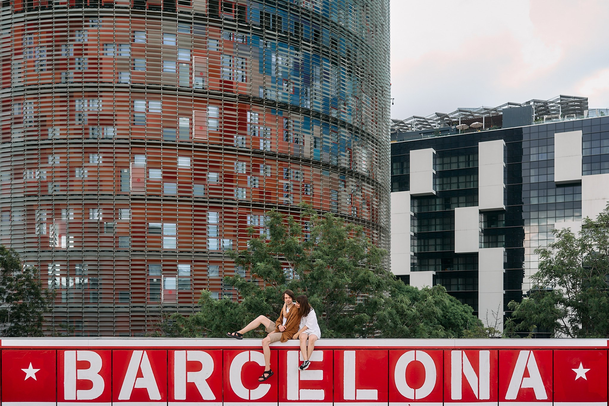 Description of the Glories location for a  love-story or individual photo shoot in Barcelona, examples of photos taken at this  spot. POSTCARD.BCN Photographer Kate in Barcelona. Love-story, family or individual photo shoots