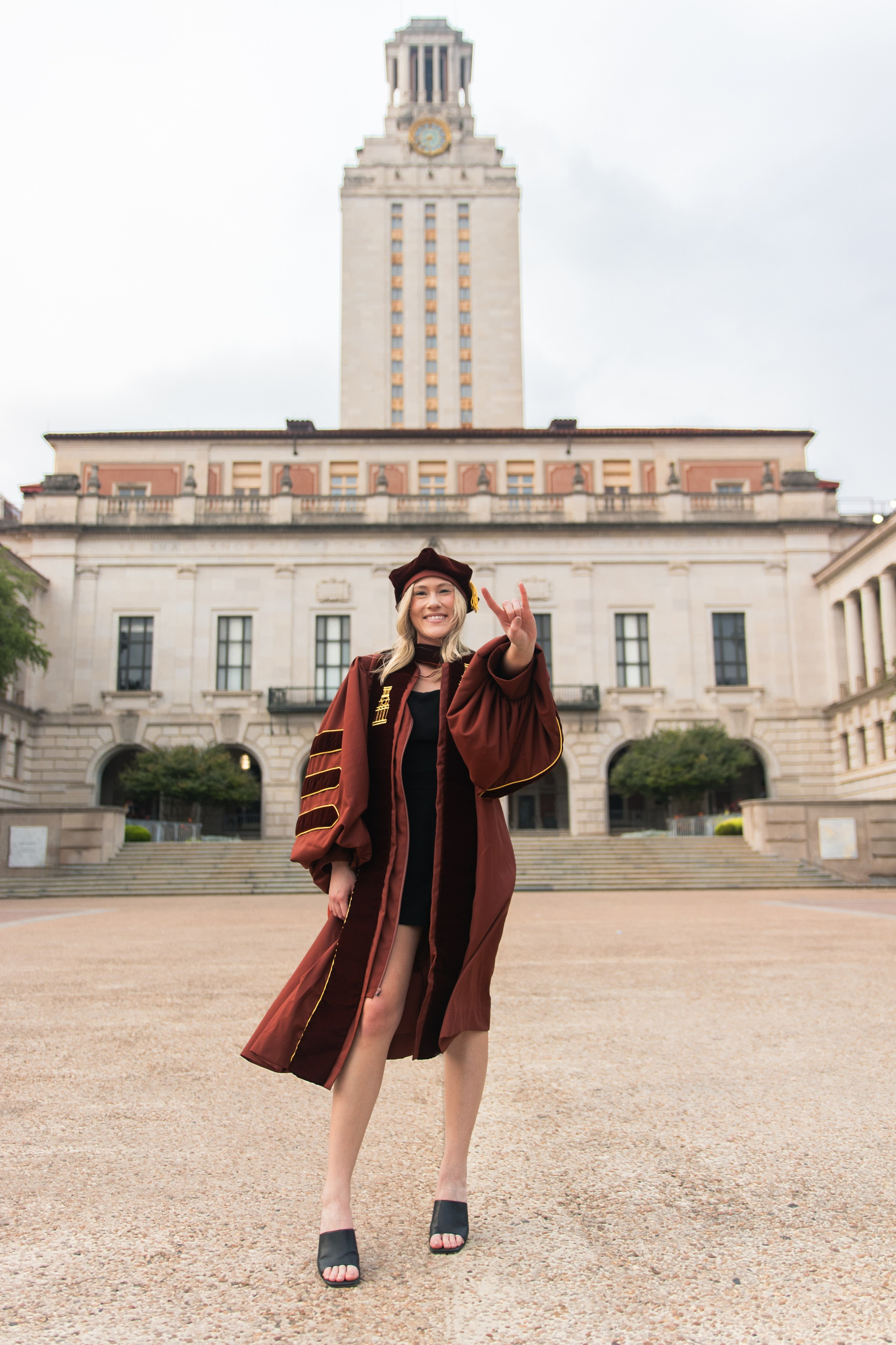 Group graduation photoshoot at the University of Texas Austin