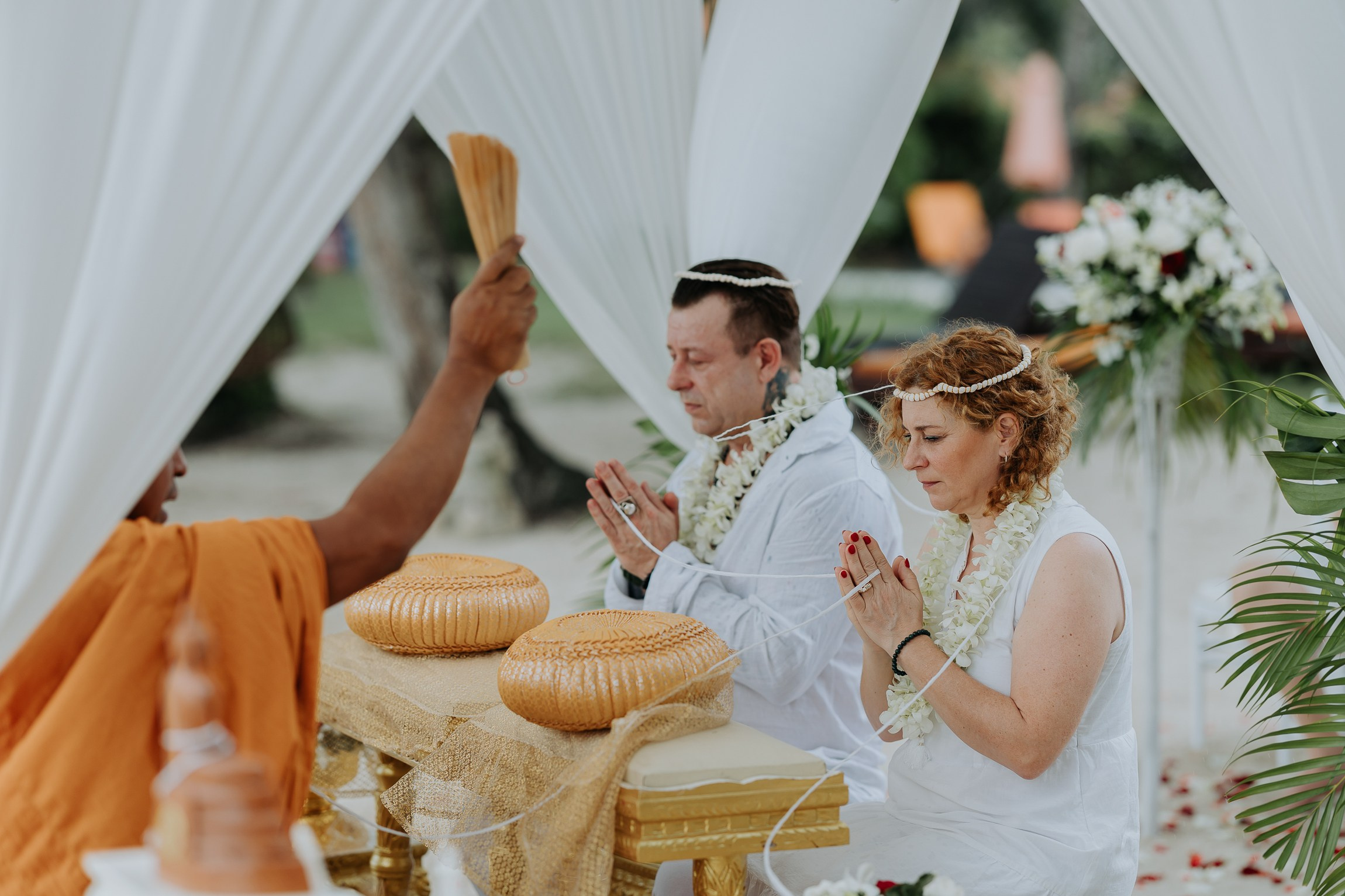 Simone & Matthias Peter. Buddhist blessing wedding Ceremony on Koh Samui, Thailand