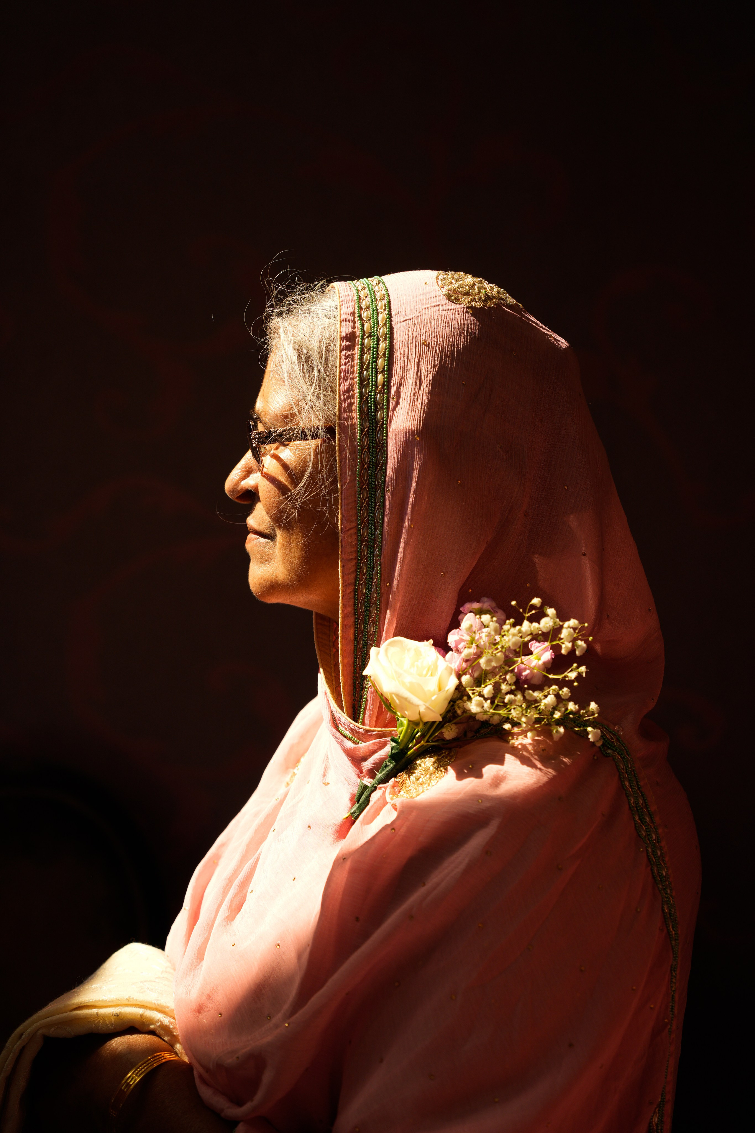 Bride's mother before the ceremony in Solihull
