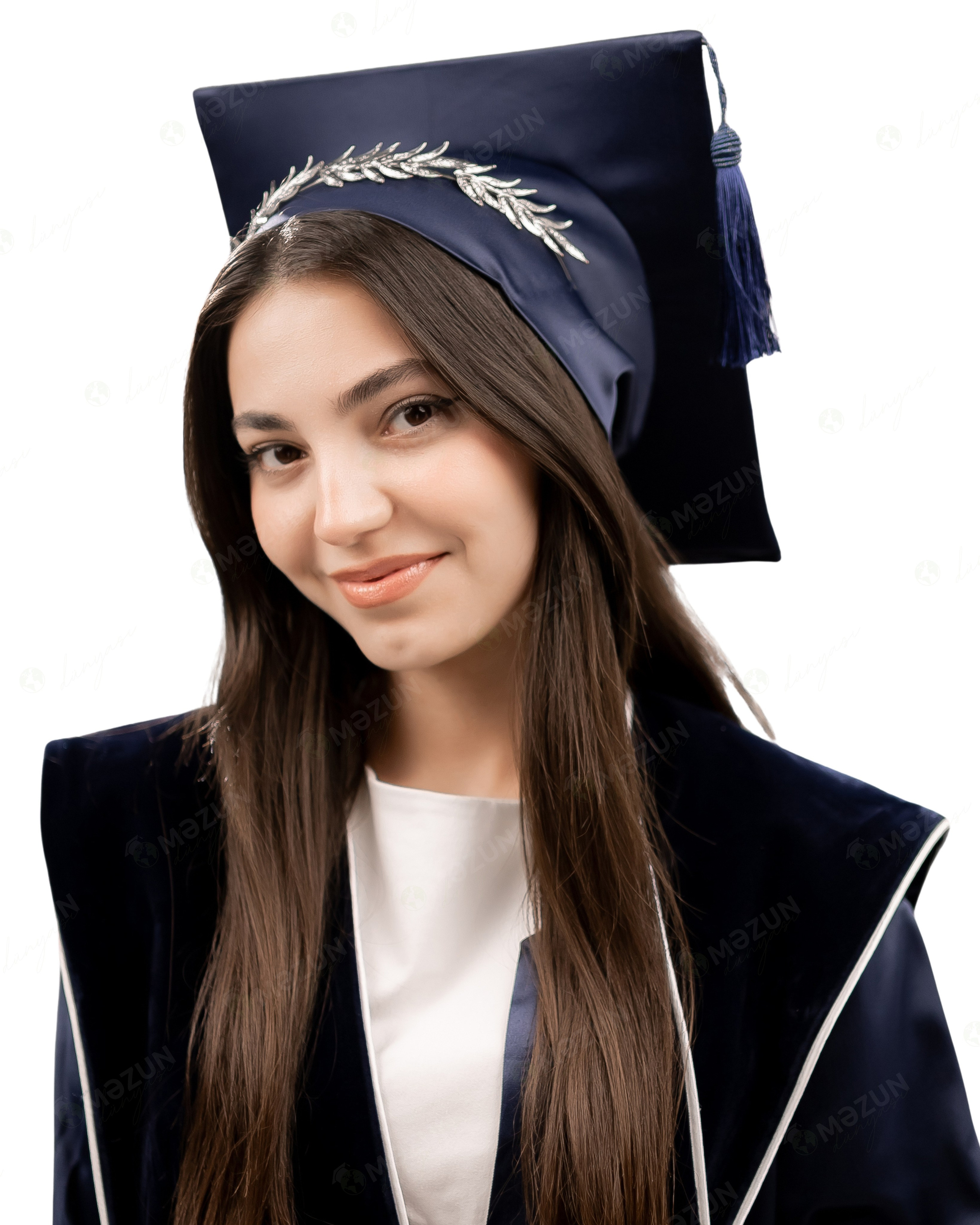 Premium göy — Velur qolla. Məzun geyimləri və akssesuarları