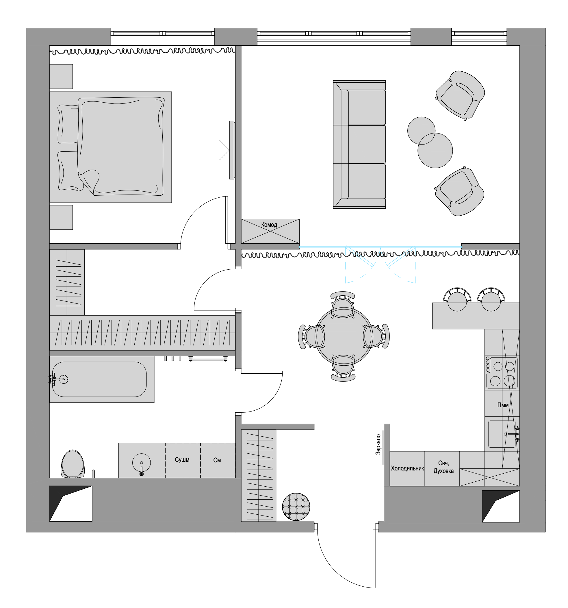 Дизайнер интерьера — ЖК Стеллар Сити —  двушка в скандинавском стиле