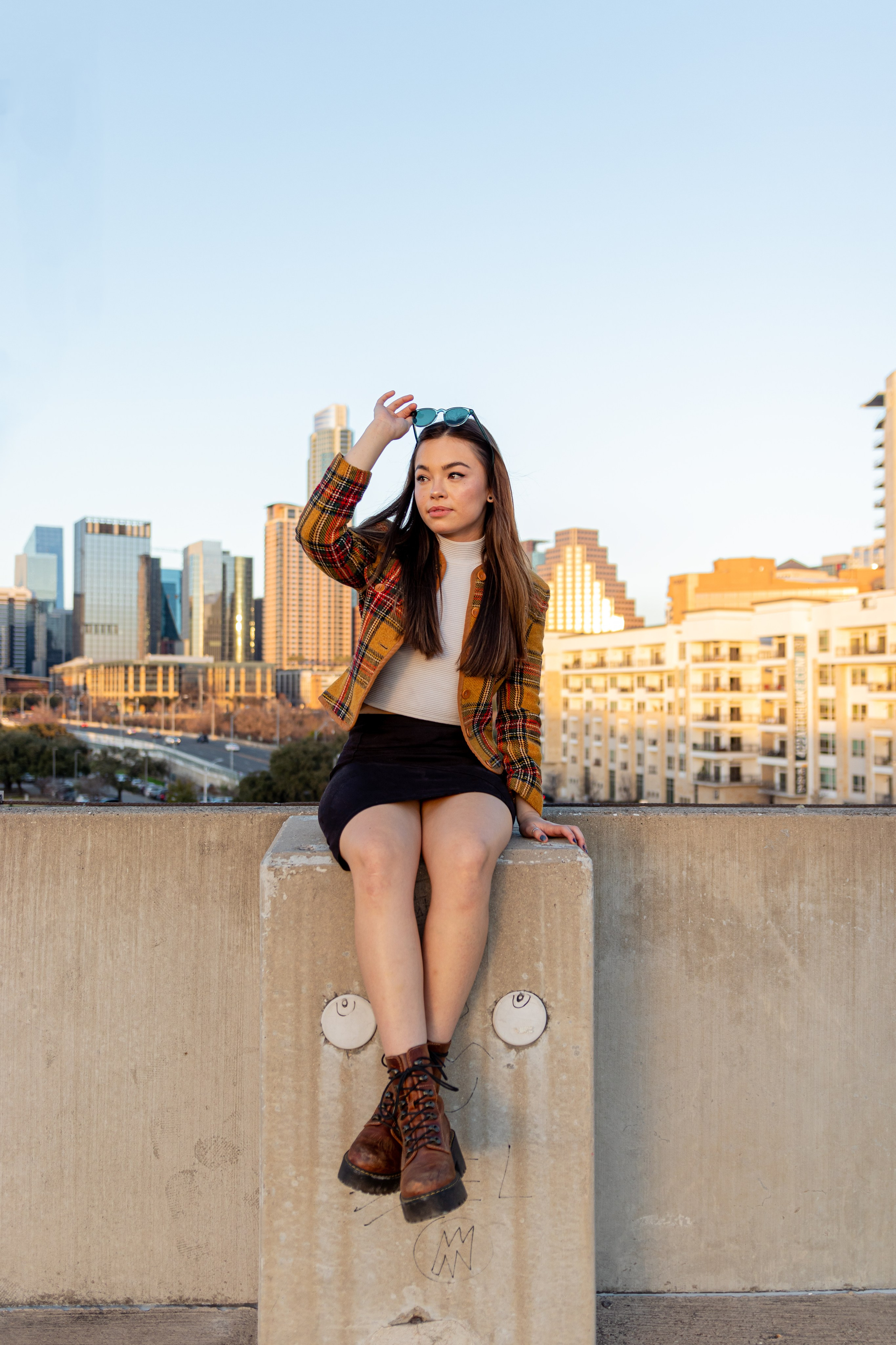 Anna’s photoshoot on a rooftop in downtown Austin