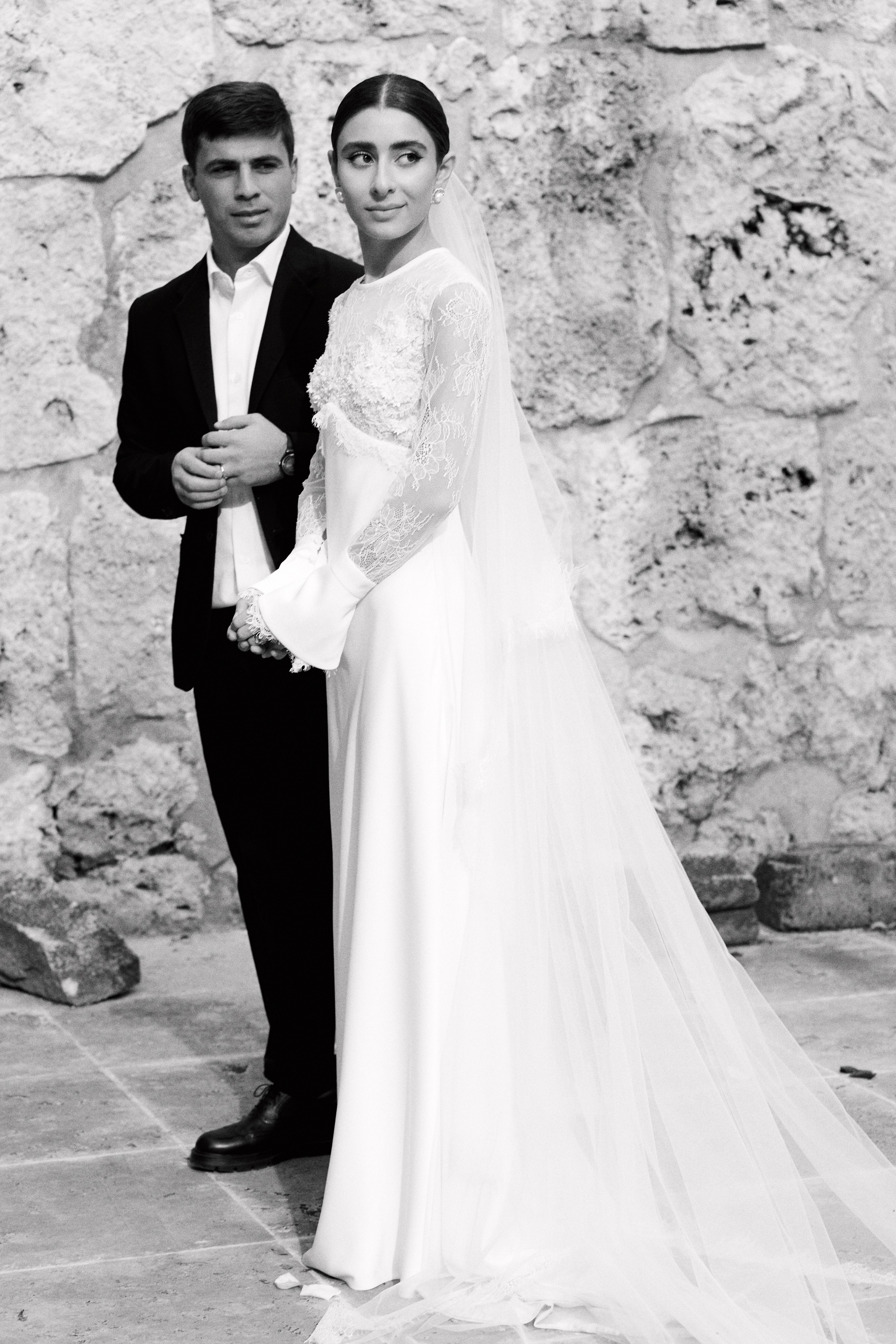 Bride and groom portrait in Yerevan with elegant, natural lighting