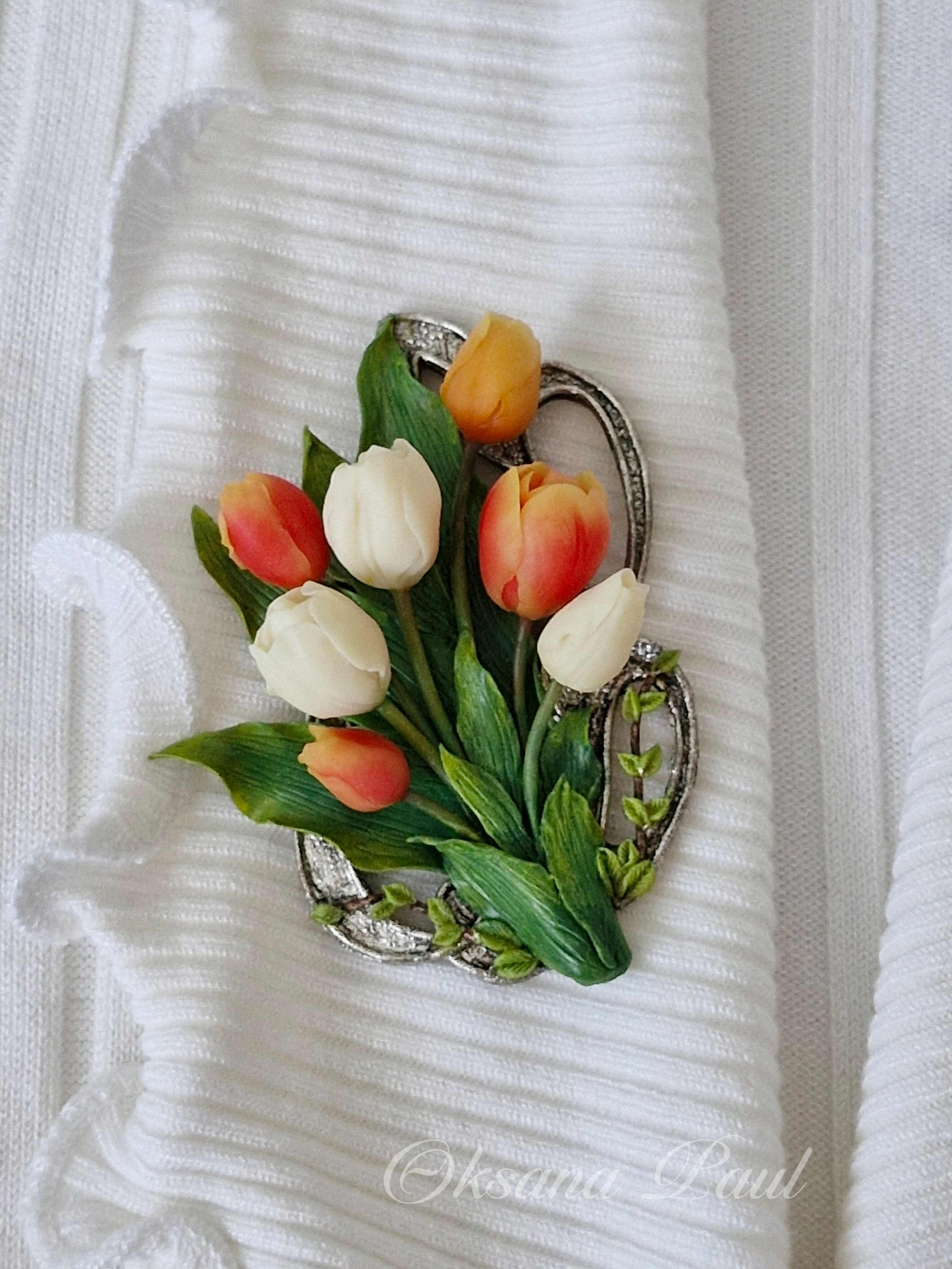 Броши с цветами / Blumen-Broschen ➜. Oksana Paul-Gardinen-Design Oksana Paul ✧ Art of Gardinen & Textile Design ✧ Polymer Clay Art & Handmade Creatures