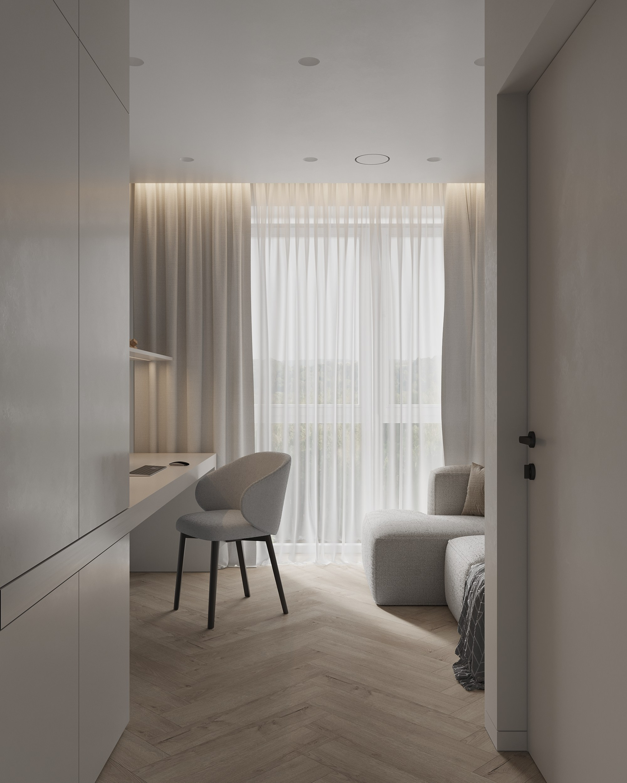 Story of Wood and Travertine. Simple Archs — high quality visualizations for your interior projects