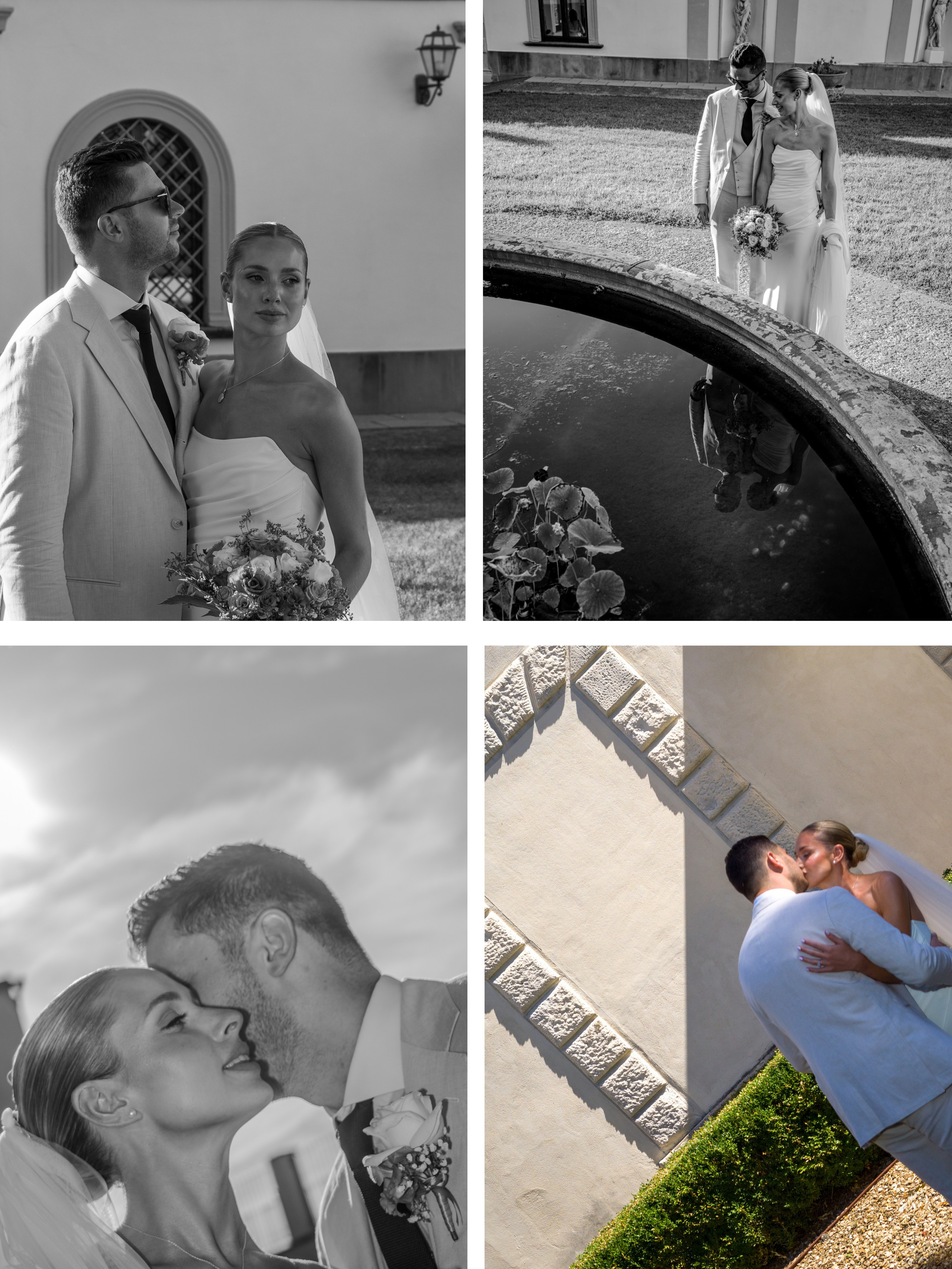 Wedding couple with panoramic views of Tuscany