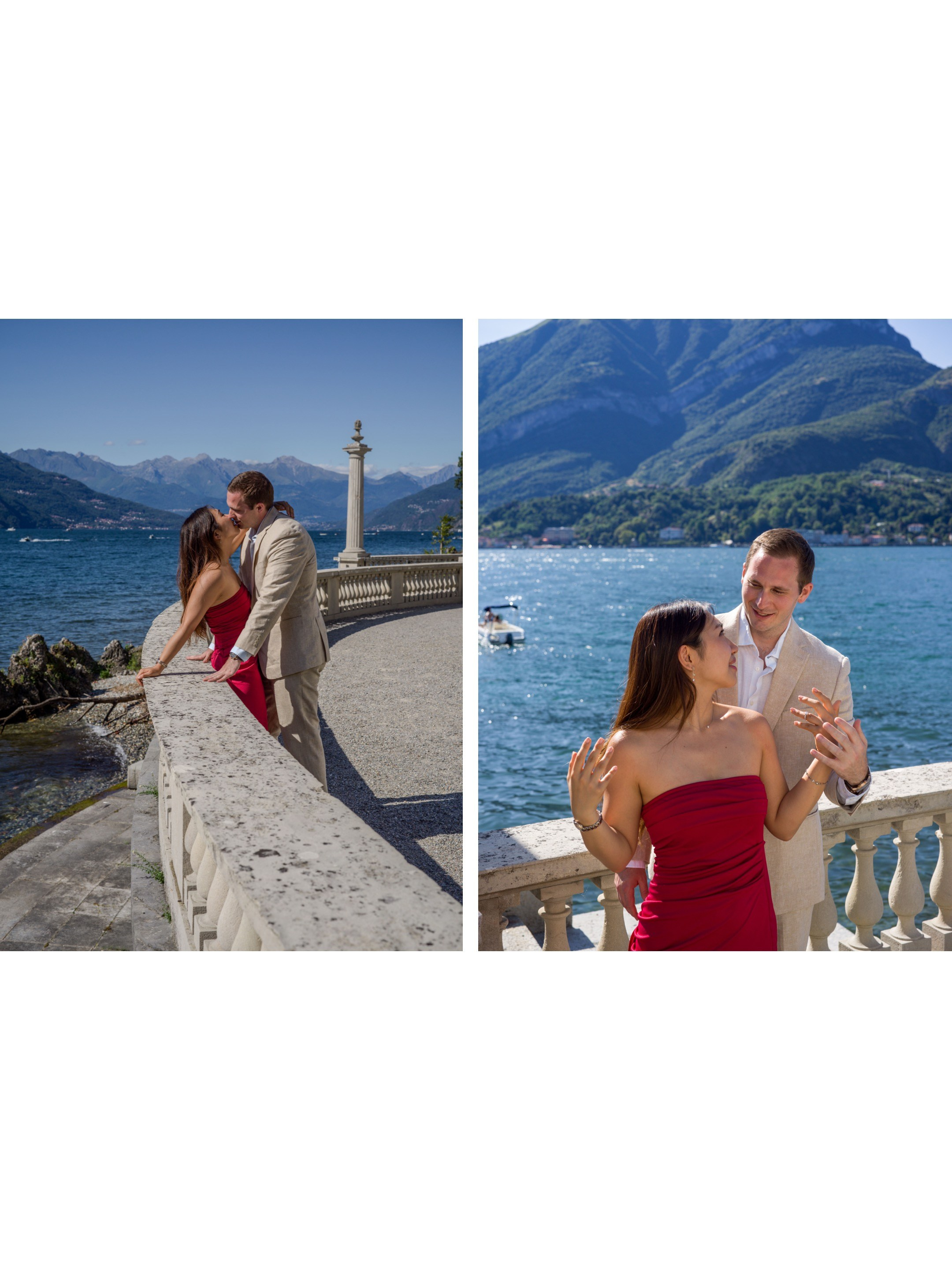 Proposal on the shores of Lake Como — couple in love at Villa Melzi.