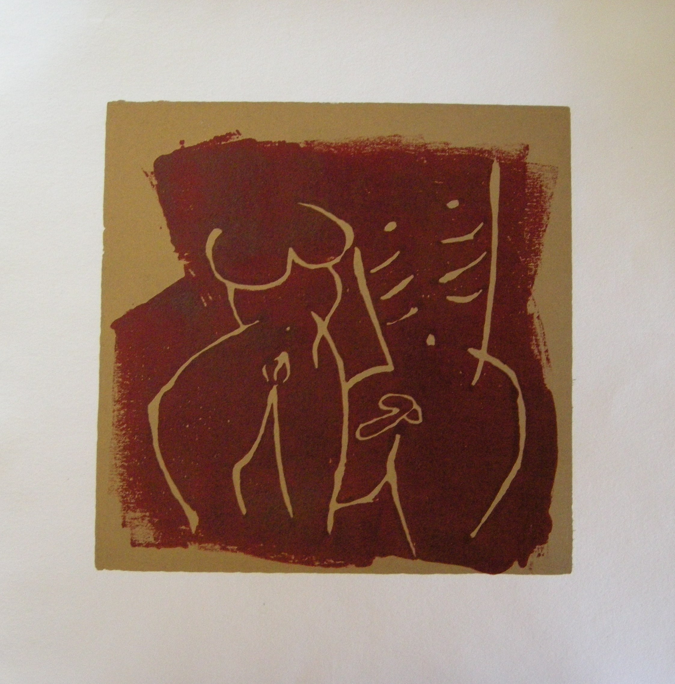 Akt rot-gold 2025 - 20x20 auf Papier 30x30