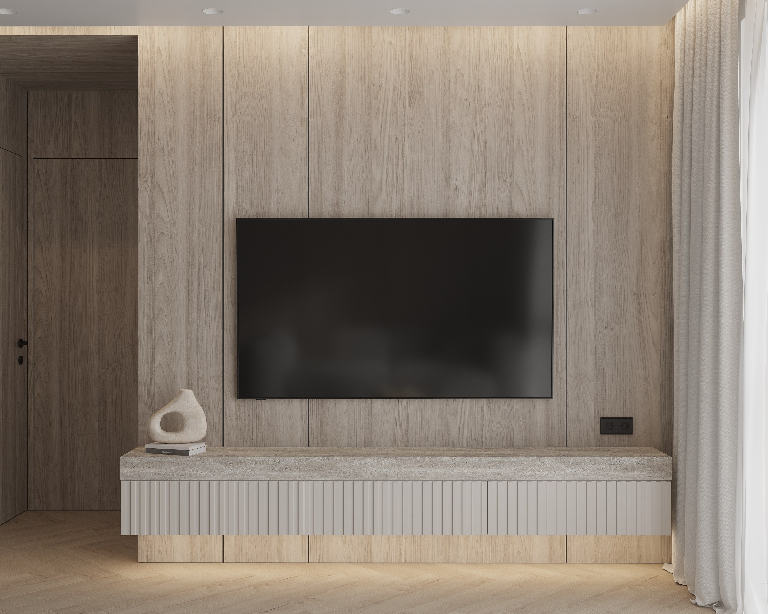 Story of Wood and Travertine. Simple Archs — high quality visualizations for your interior projects