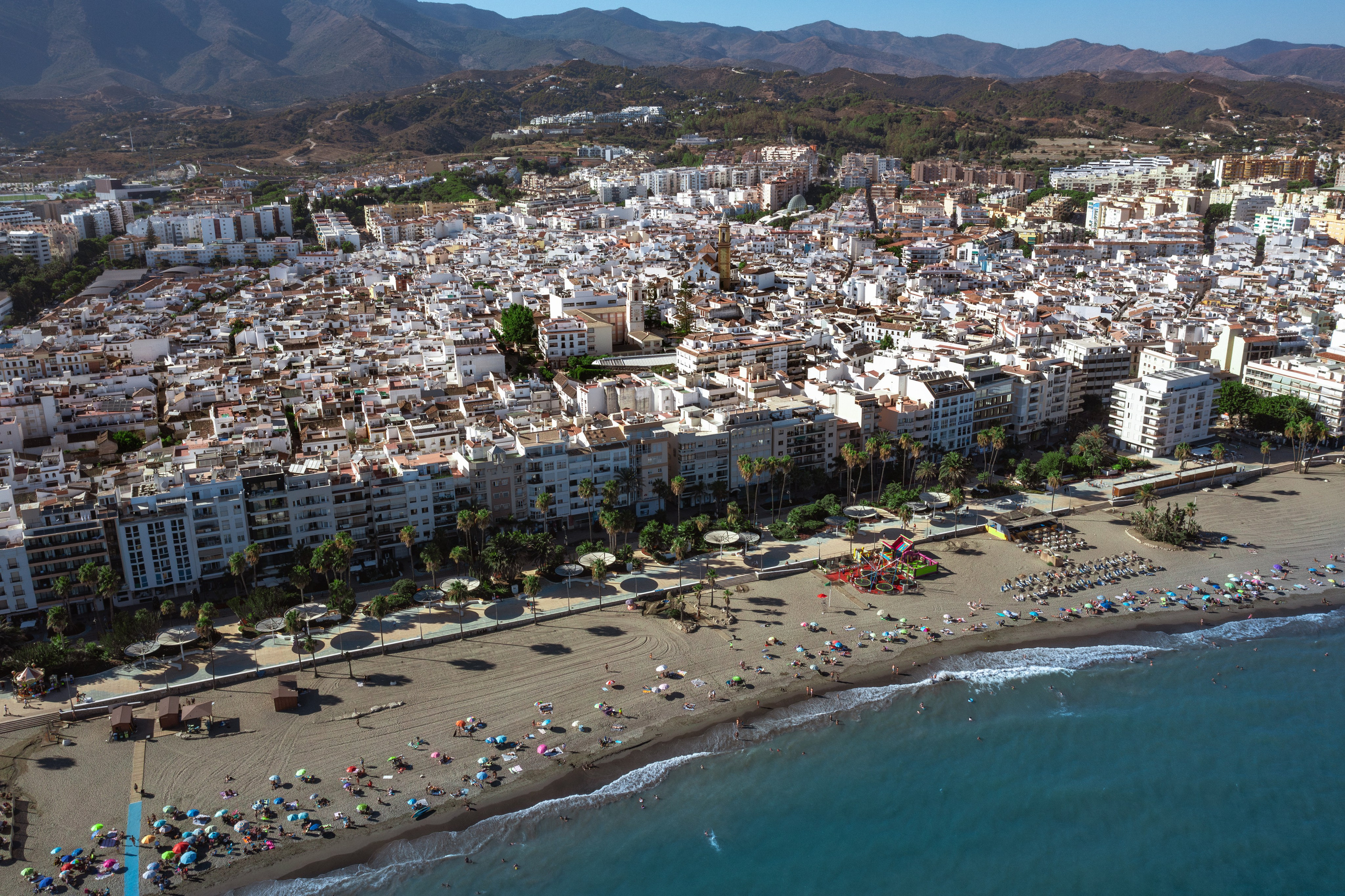 Aerial shot of Estepona vibrant city and beach by local real estate photographer