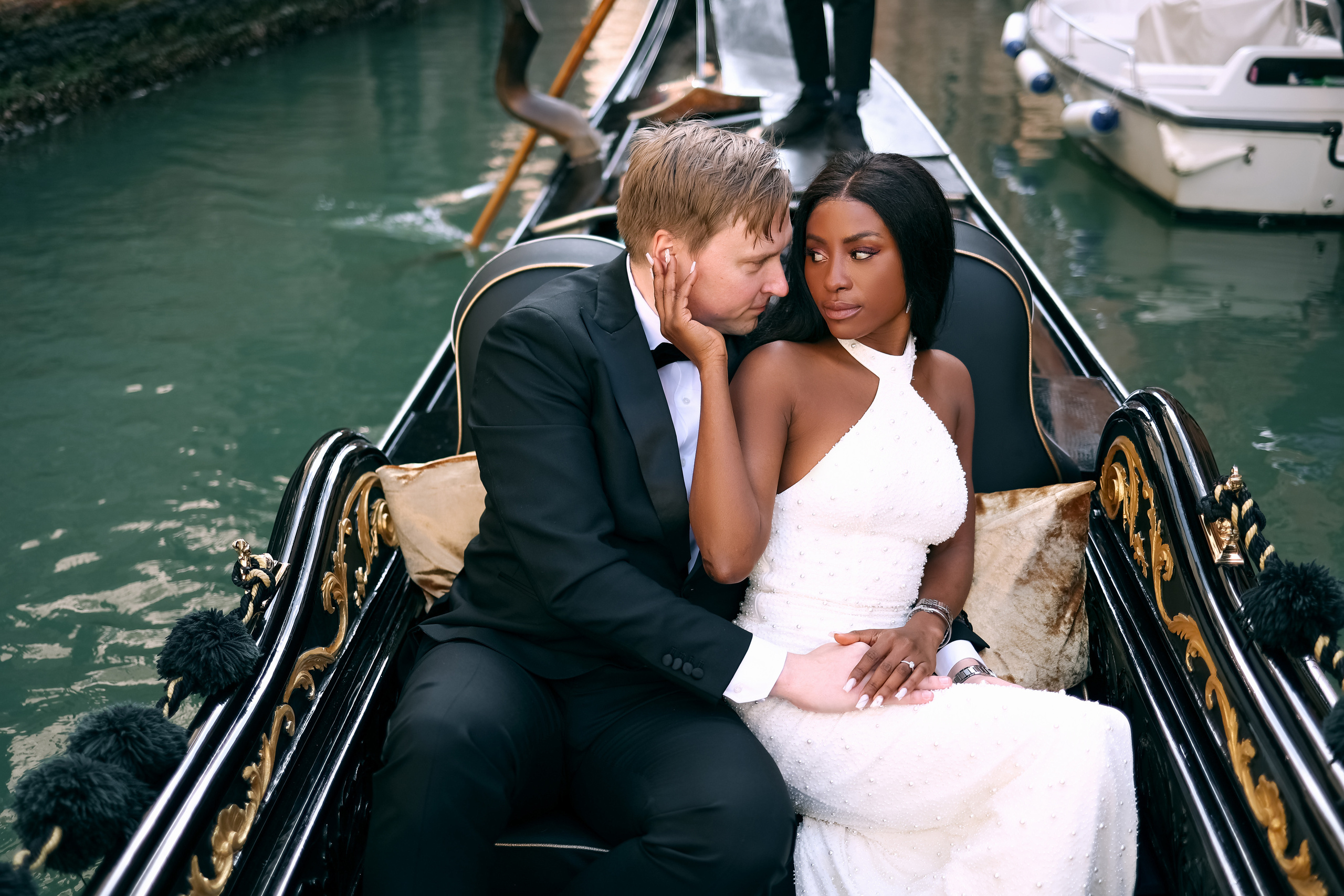couple in the gondola ride in Venice 