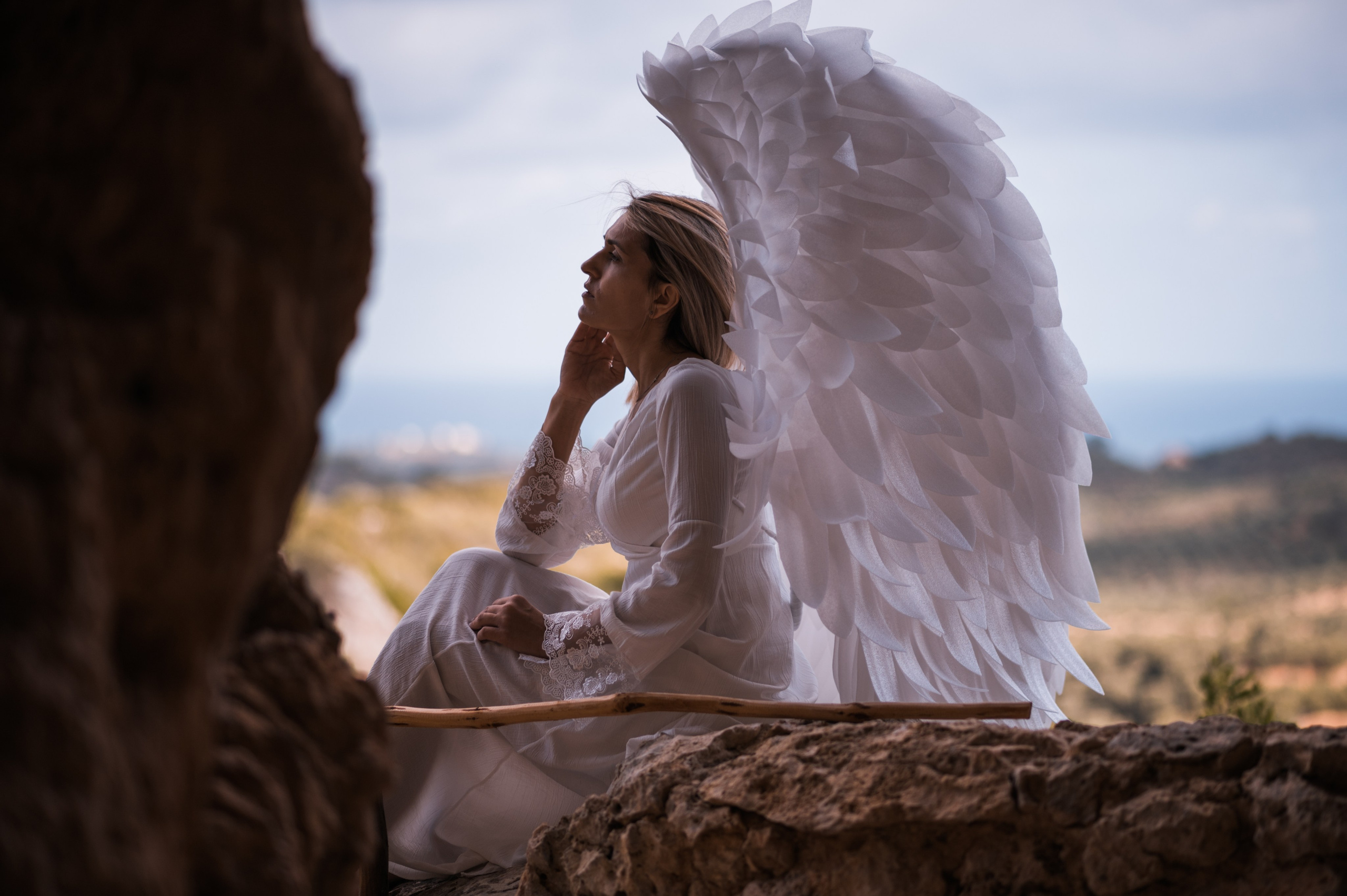 Angel in woods. Photograper in Chania, Crete