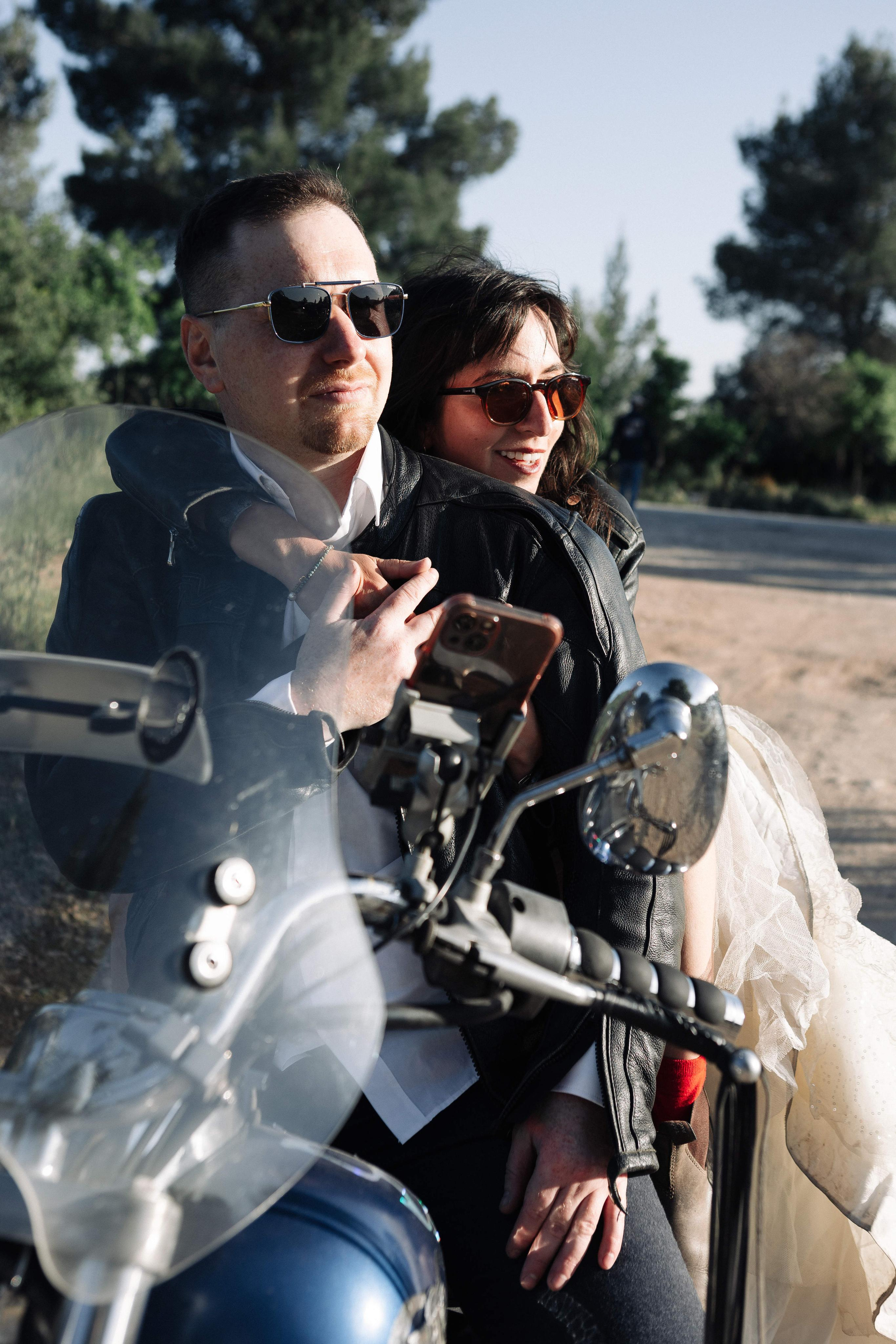 WEDDING PHOTOSHOOT WITH A MOTORCYCLE. PHOTOGRAPHER IN ISRAEL