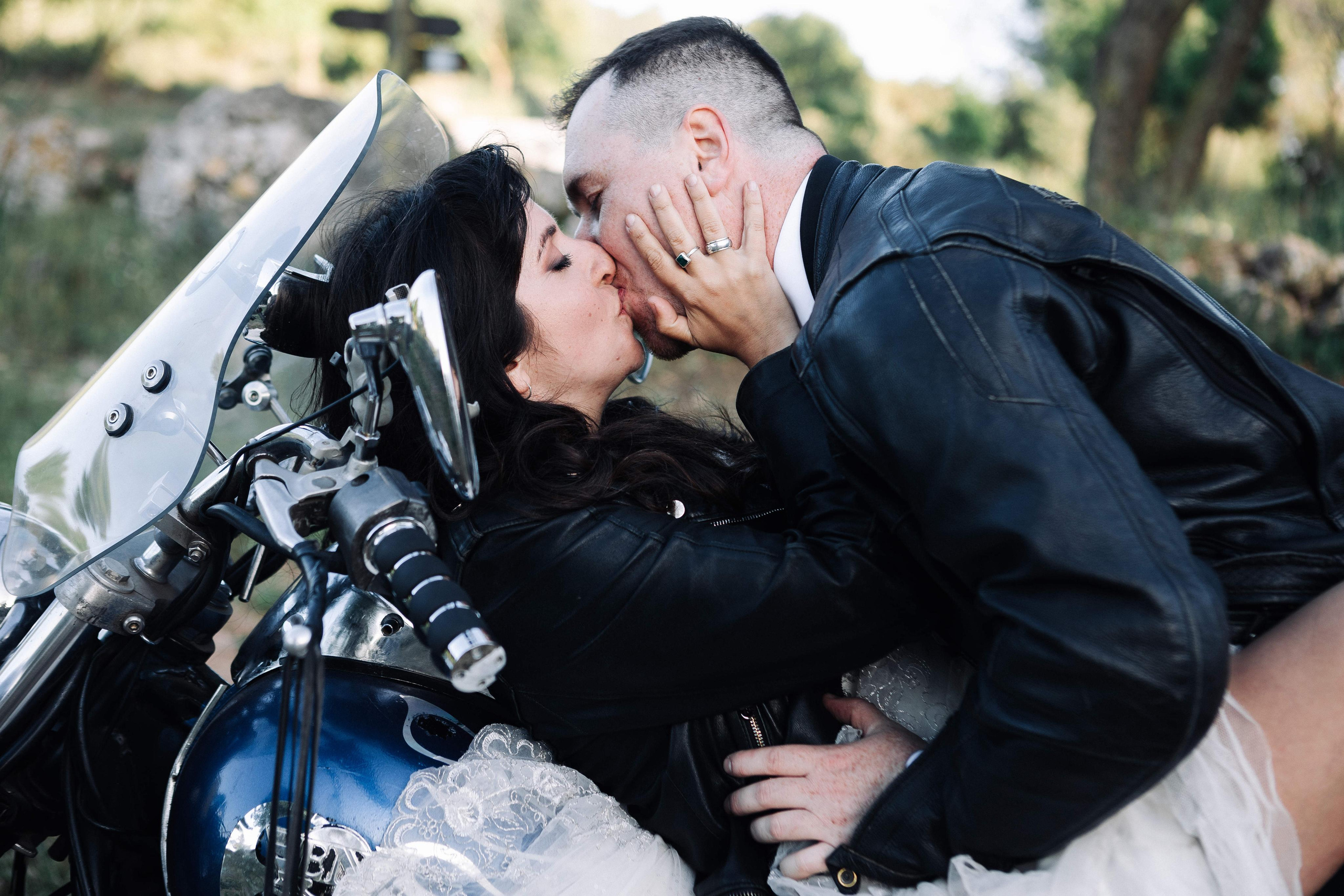 WEDDING PHOTOSHOOT WITH A MOTORCYCLE. PHOTOGRAPHER IN ISRAEL