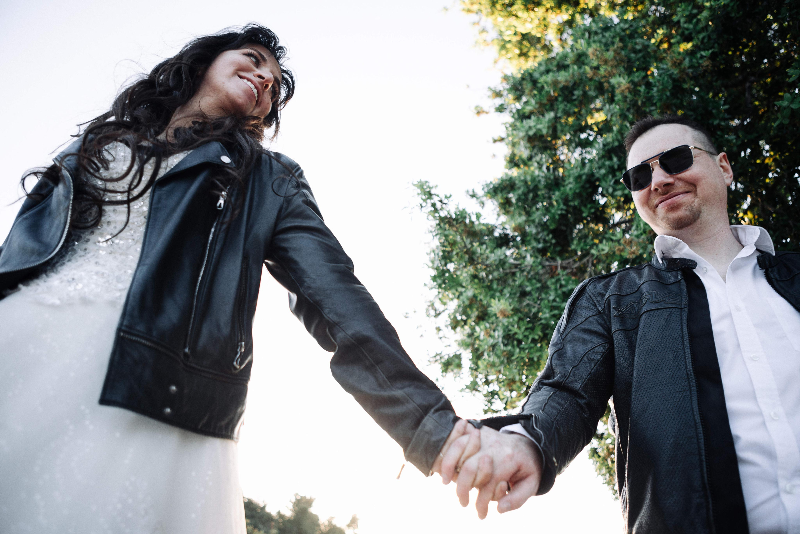 WEDDING PHOTOSHOOT WITH A MOTORCYCLE. PHOTOGRAPHER IN ISRAEL