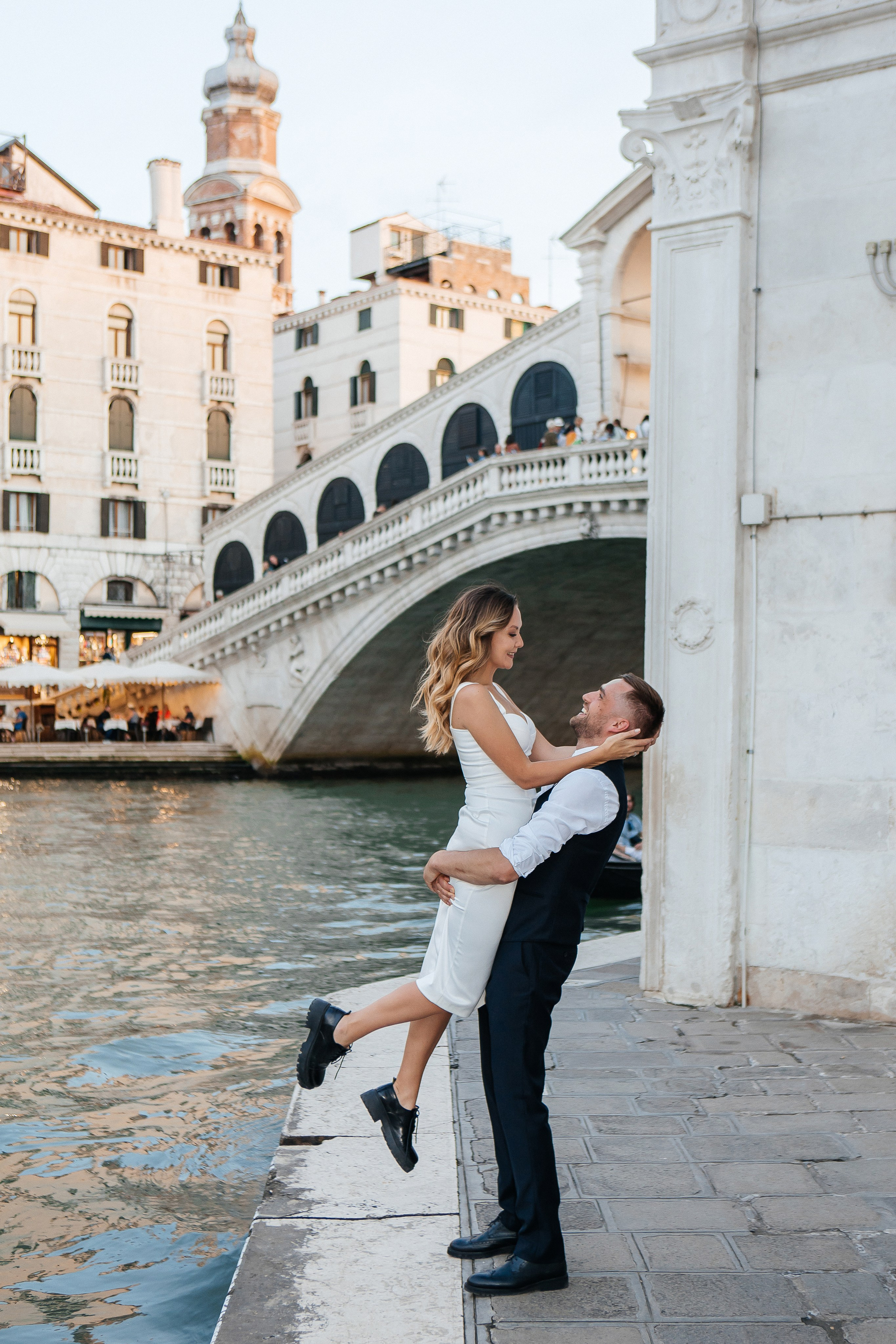 Love story in night Venice