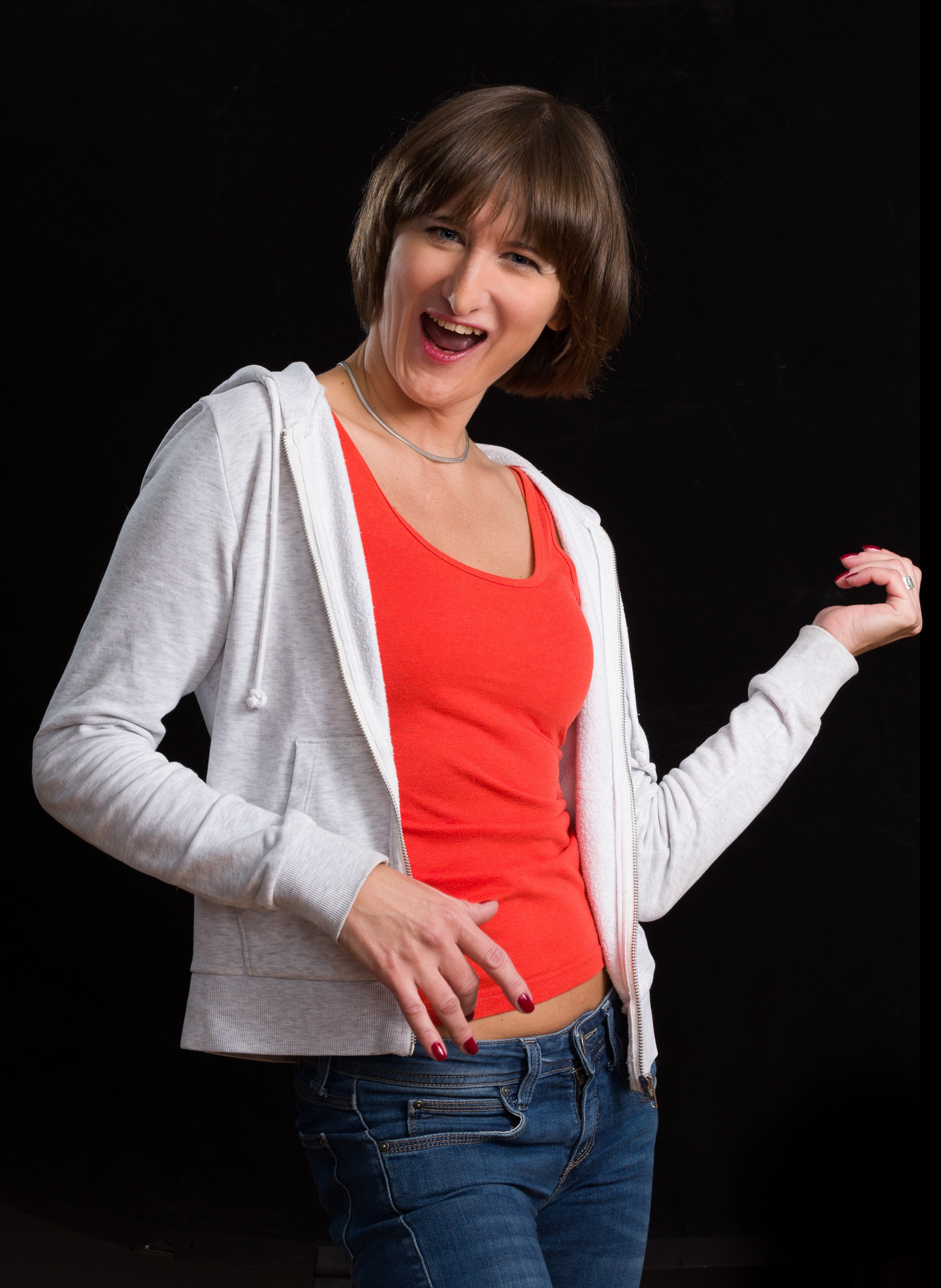 Portrait of a young lady on black studio background - photographer Andrey Dunin