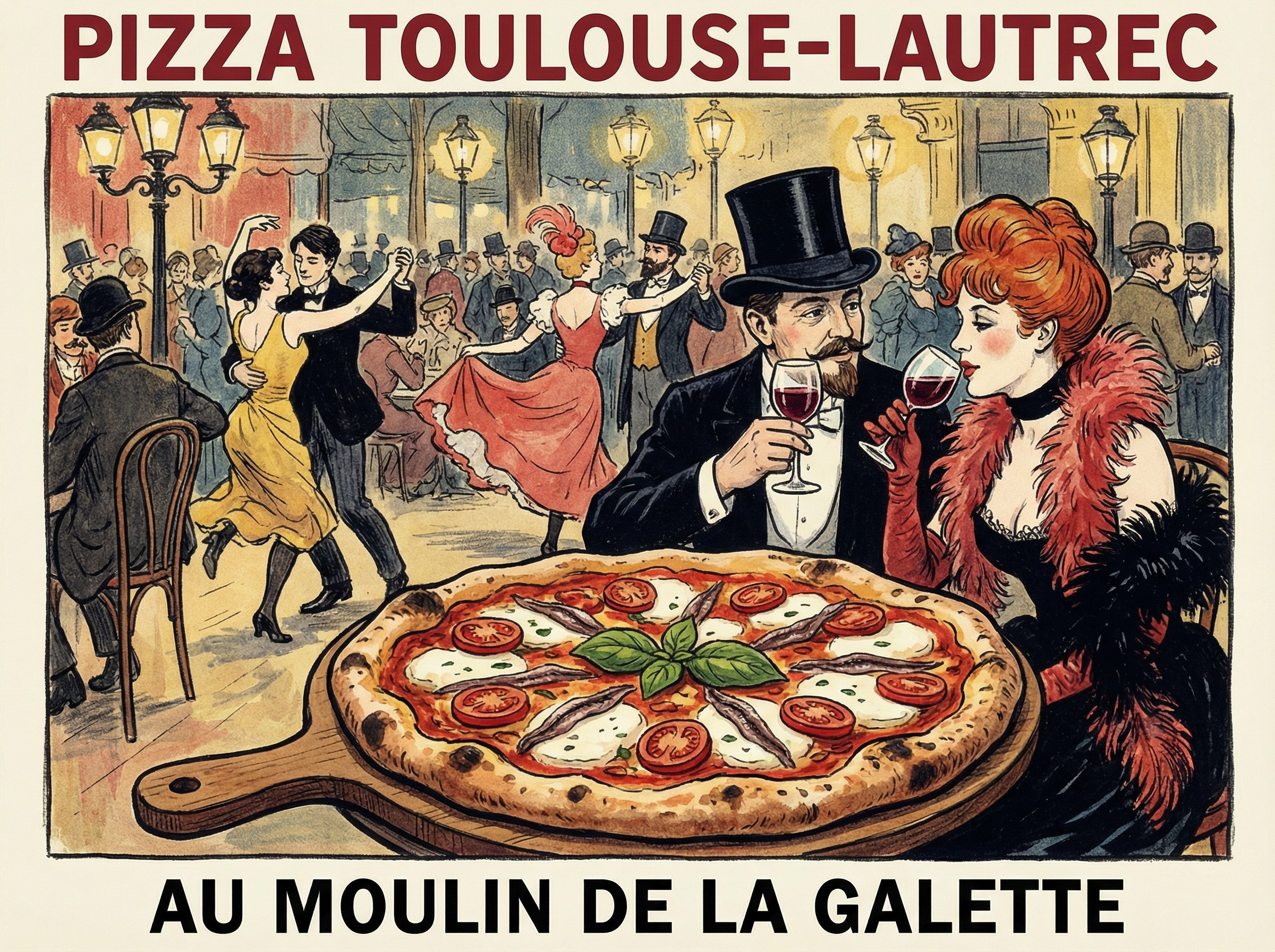 Пицца в искусстве. Имиджевый ИИ контент для пиццерии в Париже