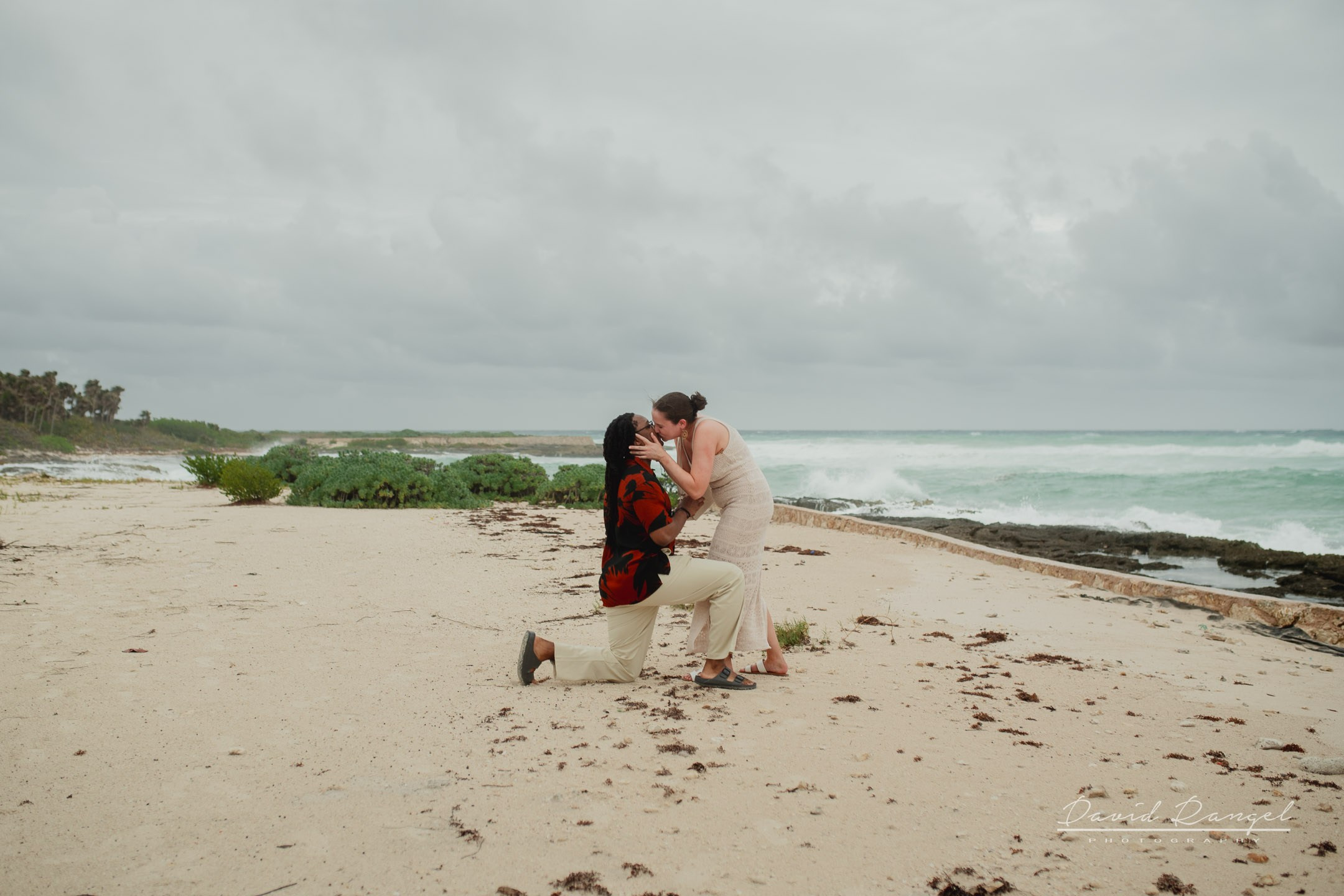 Eriah and Megan engagement session at the Hotel Conrad Tulum. Destination wedding photographer based in Cancun and Riviera Maya with service worldwide