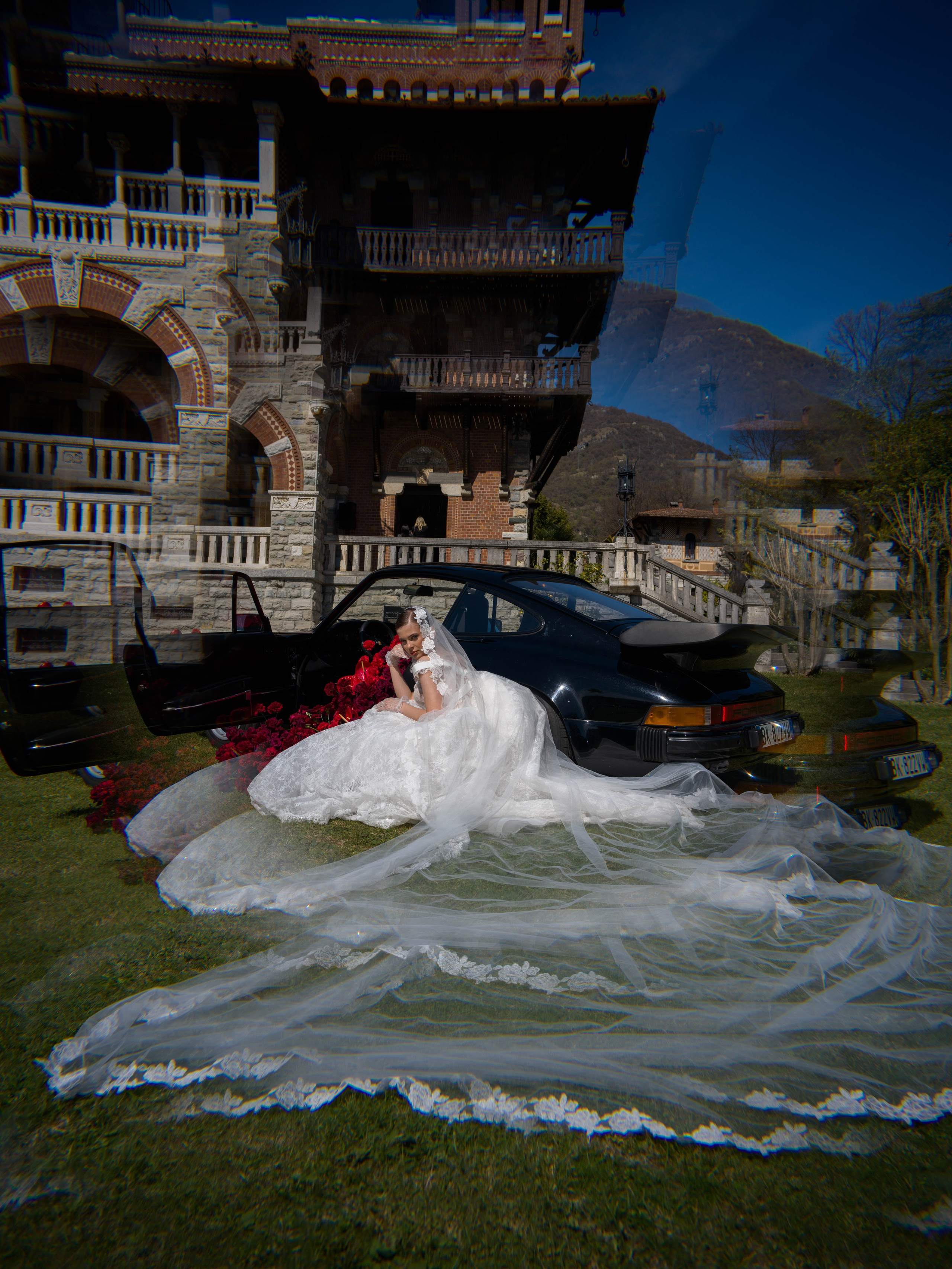 bride walking villa Pessina Tremezzo Lake Como luxury