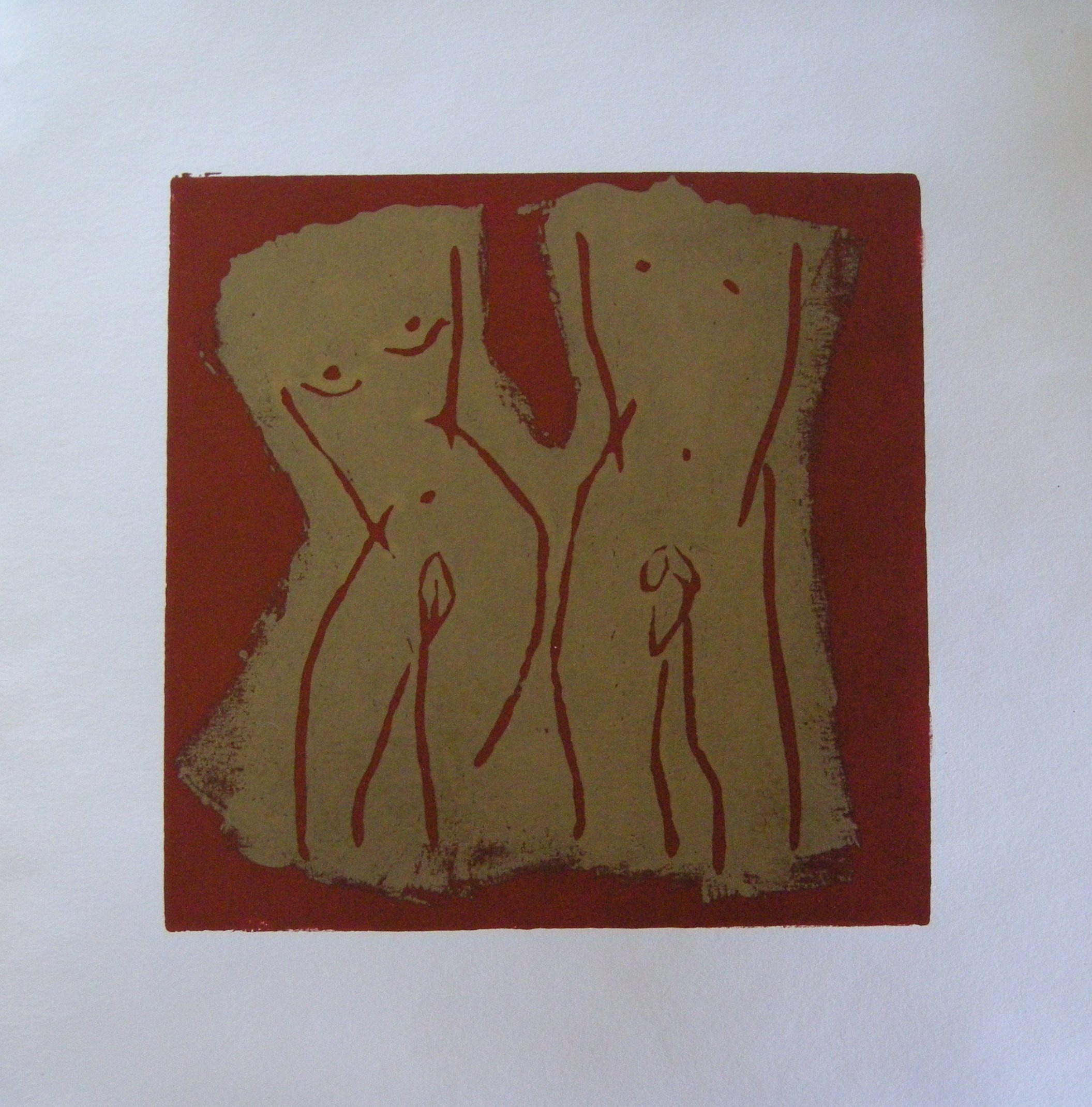 Akt rot-gold 2025 - 20x20 auf Papier 30x30