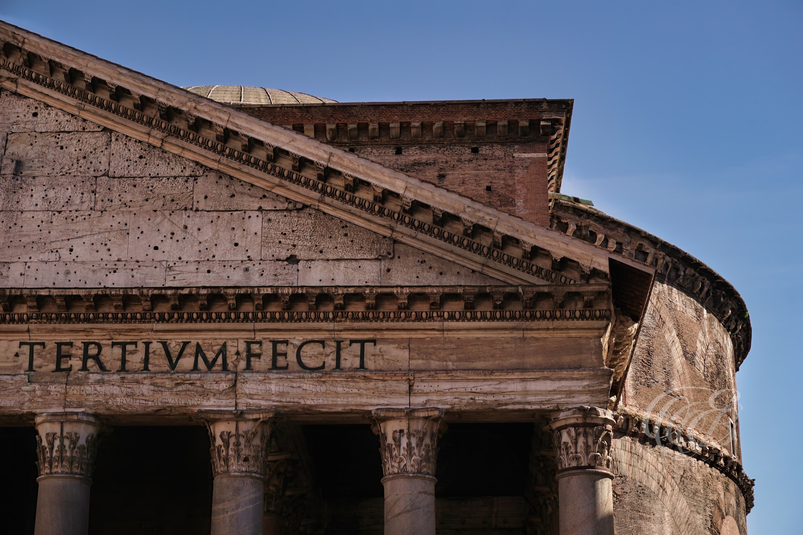 Rome Italy — The Fastigium of The Pantheon — Eduardo Bartoli Fine Art Photography — Photograph of the triangular pediment (fastigium) of the Pantheon’s façade in Rome, Italy — photography by Eduardo Bartoli.