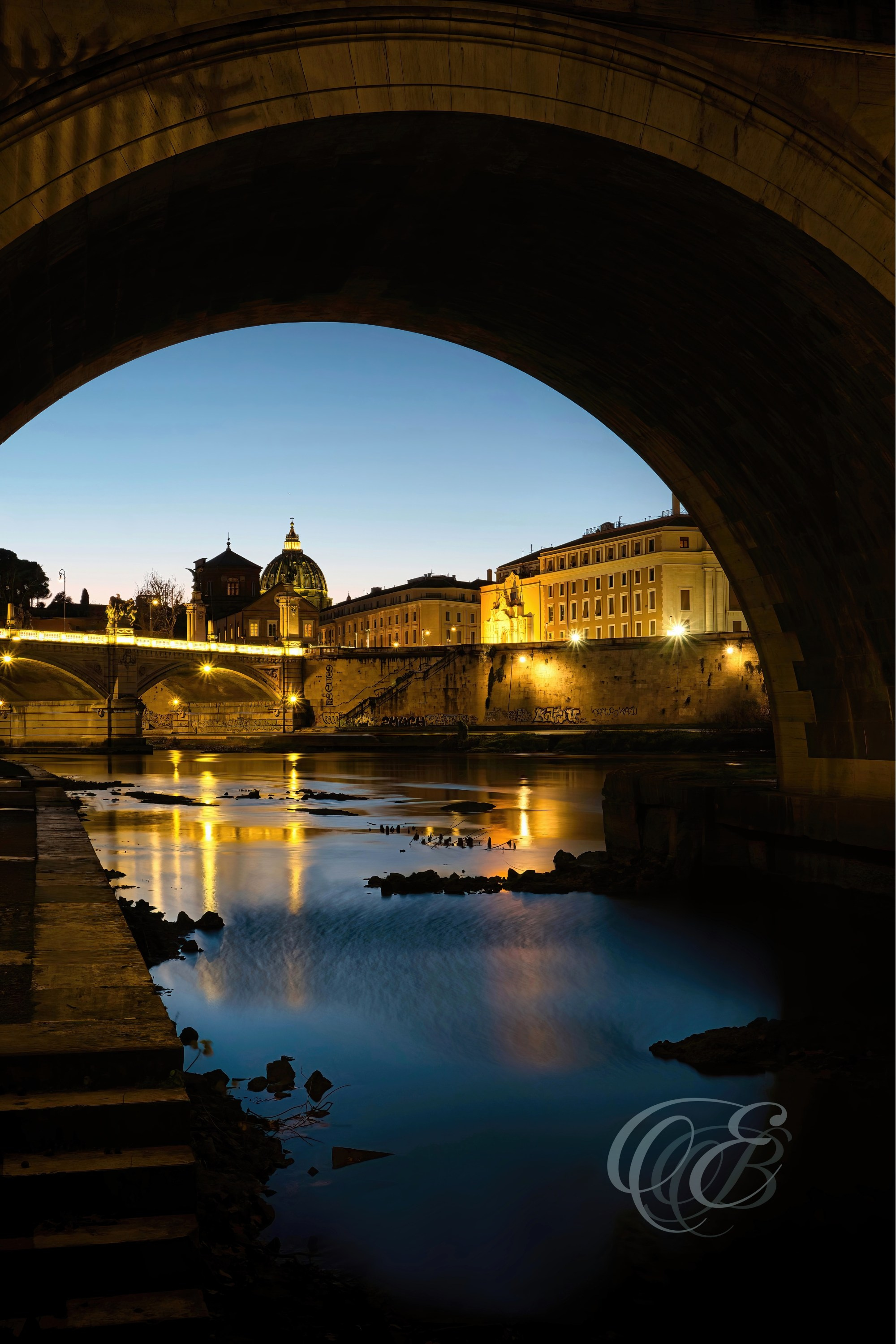 Rome Italy - Sunset under The Ponte Sant'Angelo - Eduardo Bartoli Fine Art Photography - Sunset under the Ponte Sant’Angelo in Rome, Italy – fine art photography by Eduardo Bartoli.