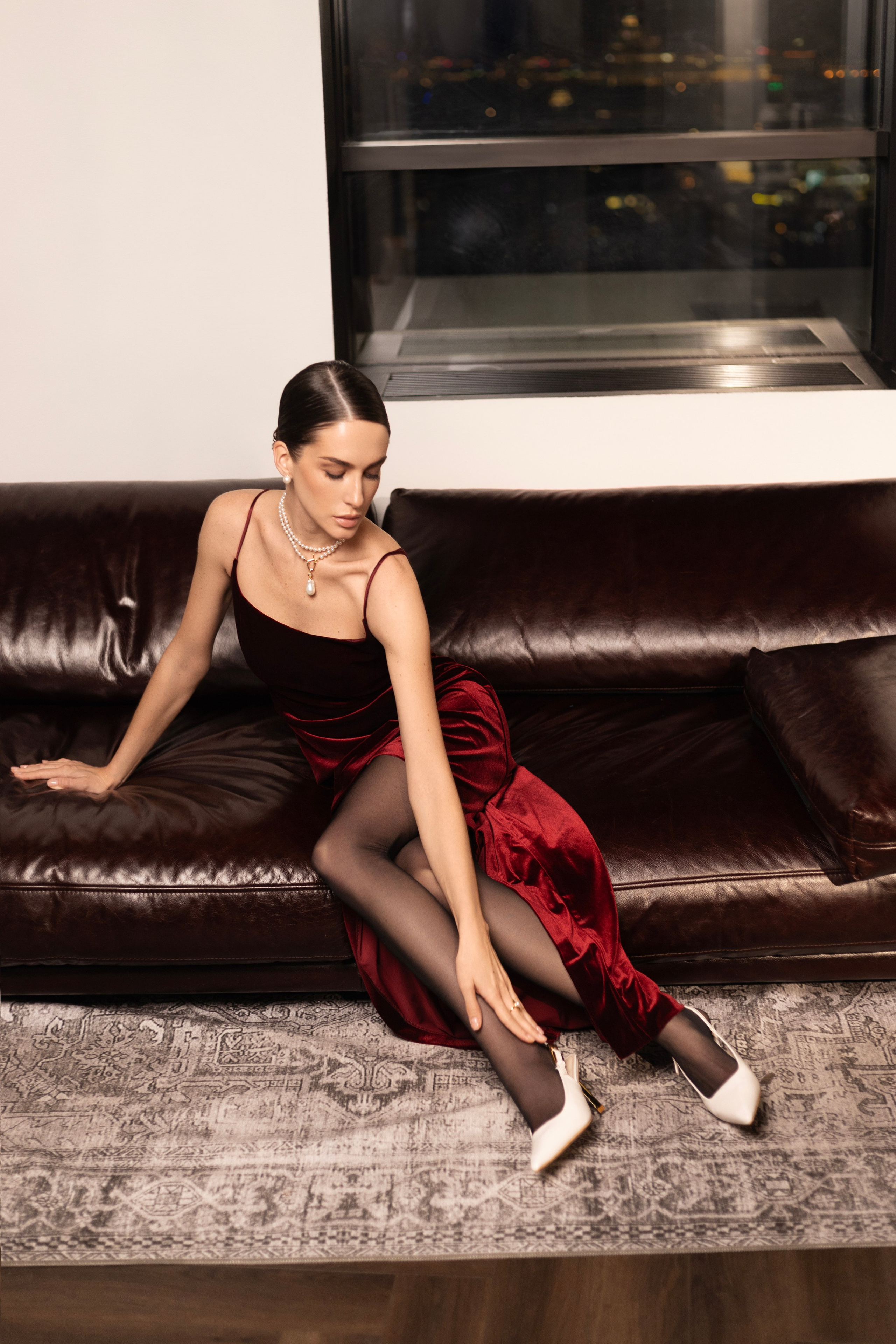 Editorial in a bar. Stylist