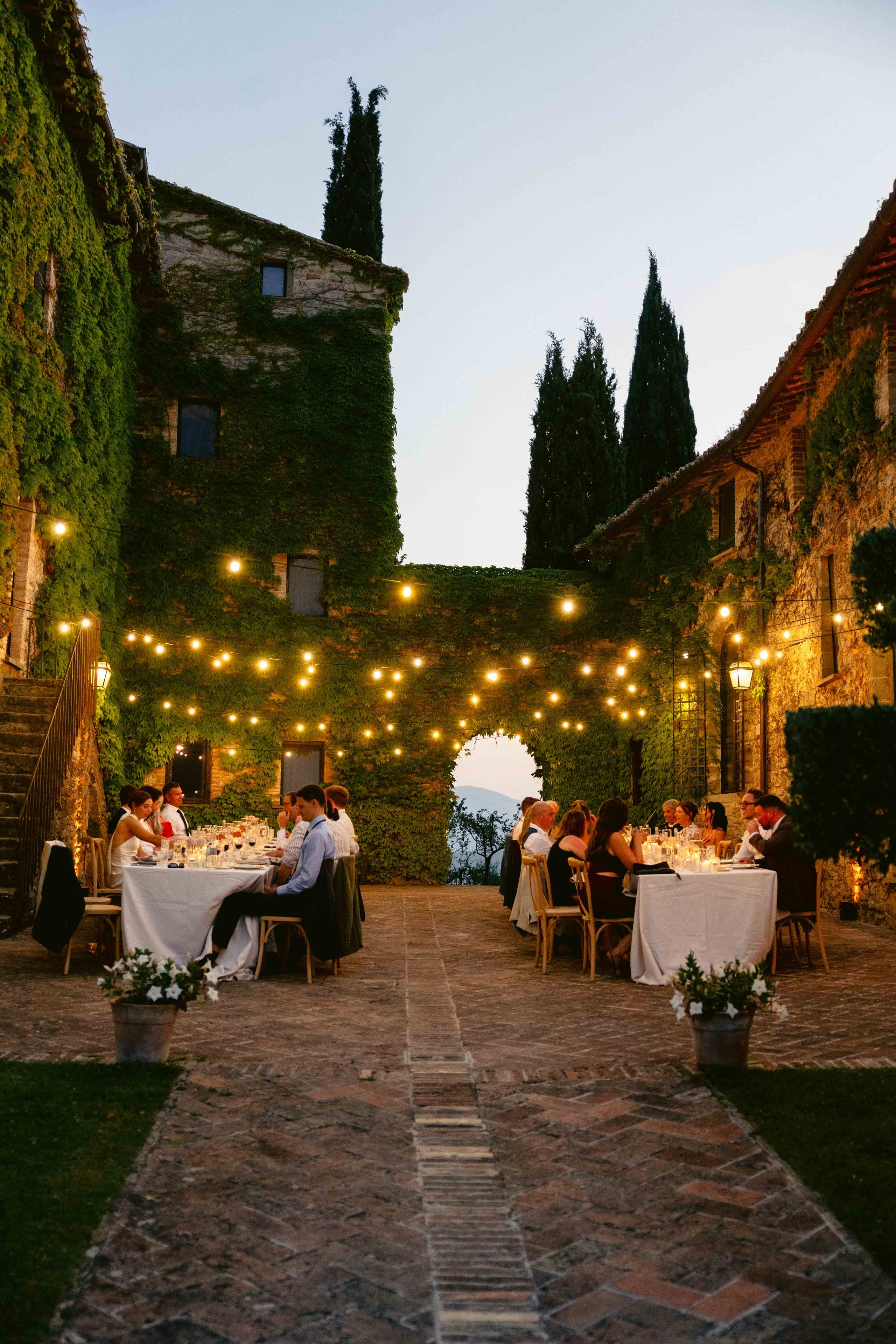 Reception dinner at Borgo Bastia Creti, a wedding venue in Tuscany Umbria