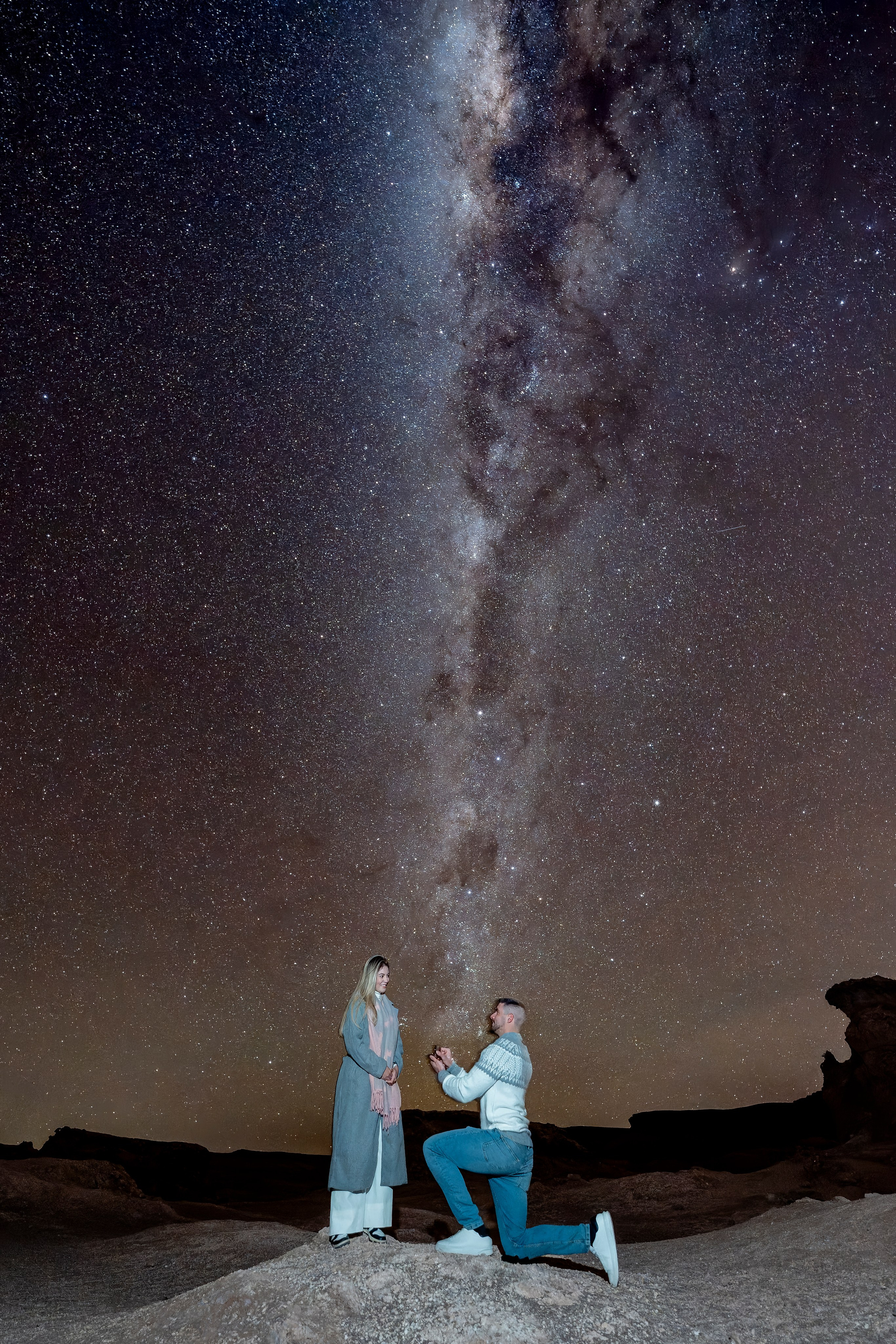Vallecito Noturno — Pedido de casamento. Fotografo en San Pedro de Atacama