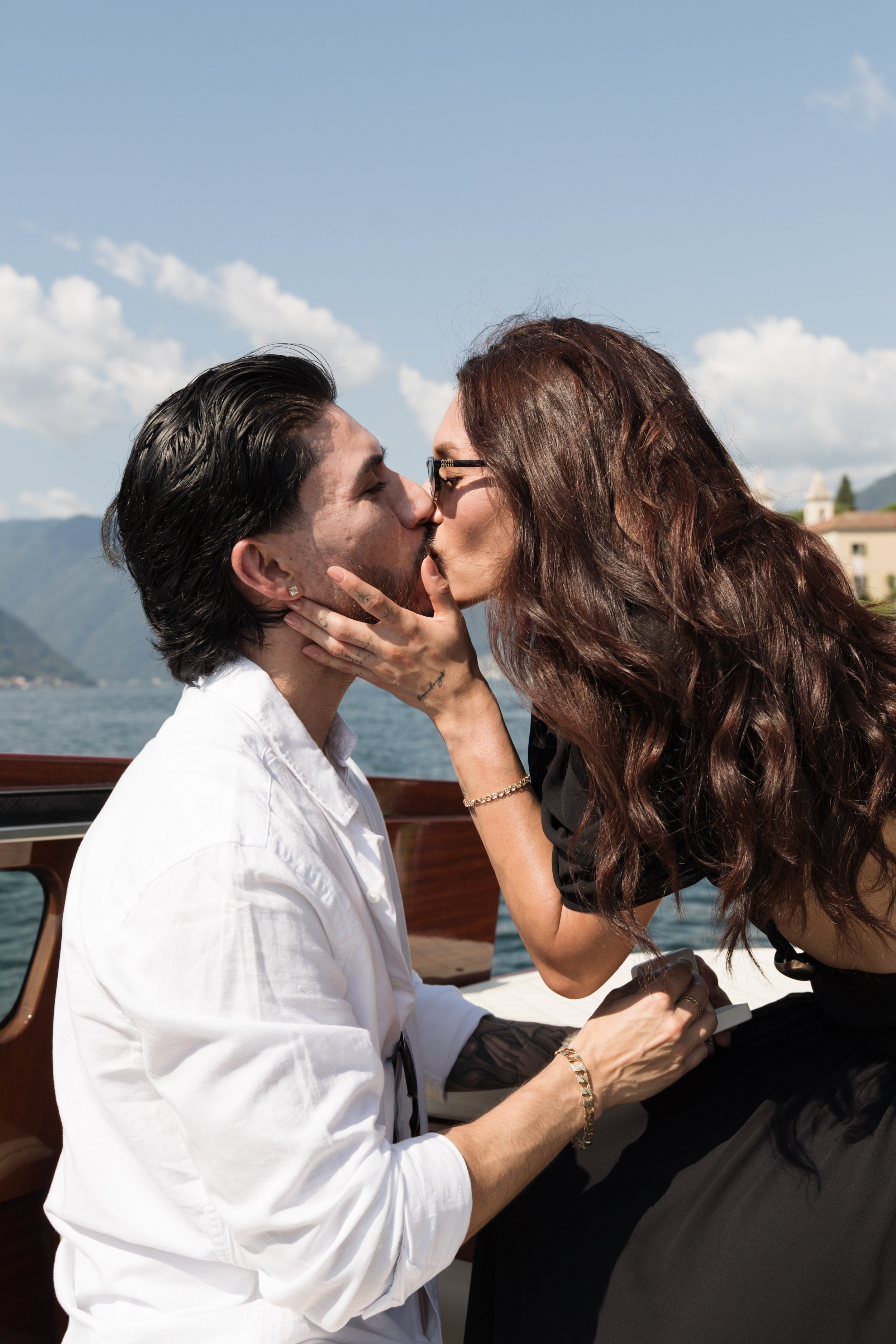 Emotional Boat Proposal in Tremezzo. Lake Como Proposal Photographer | Surprise Proposals & Engagements