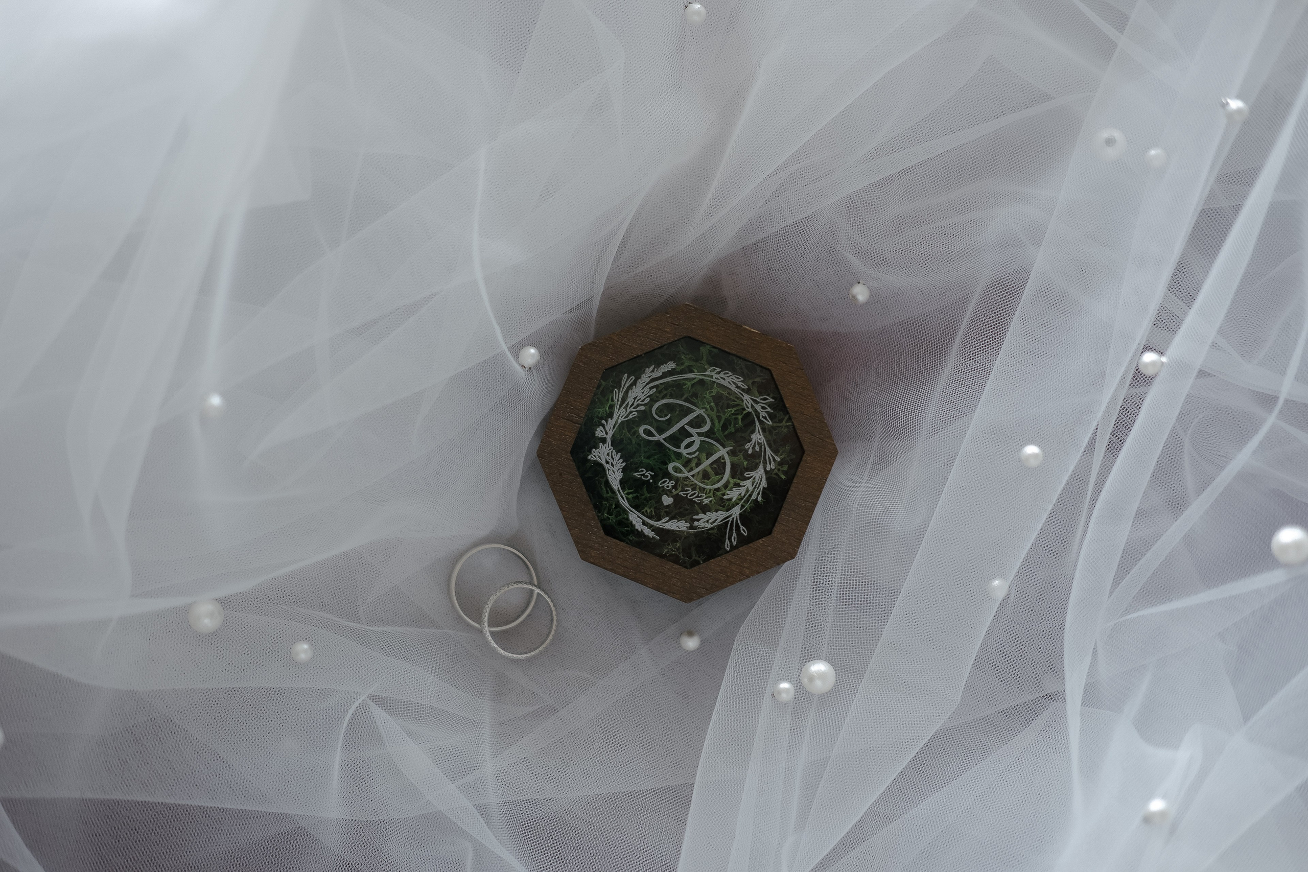 Wedding veil and accessory details close up