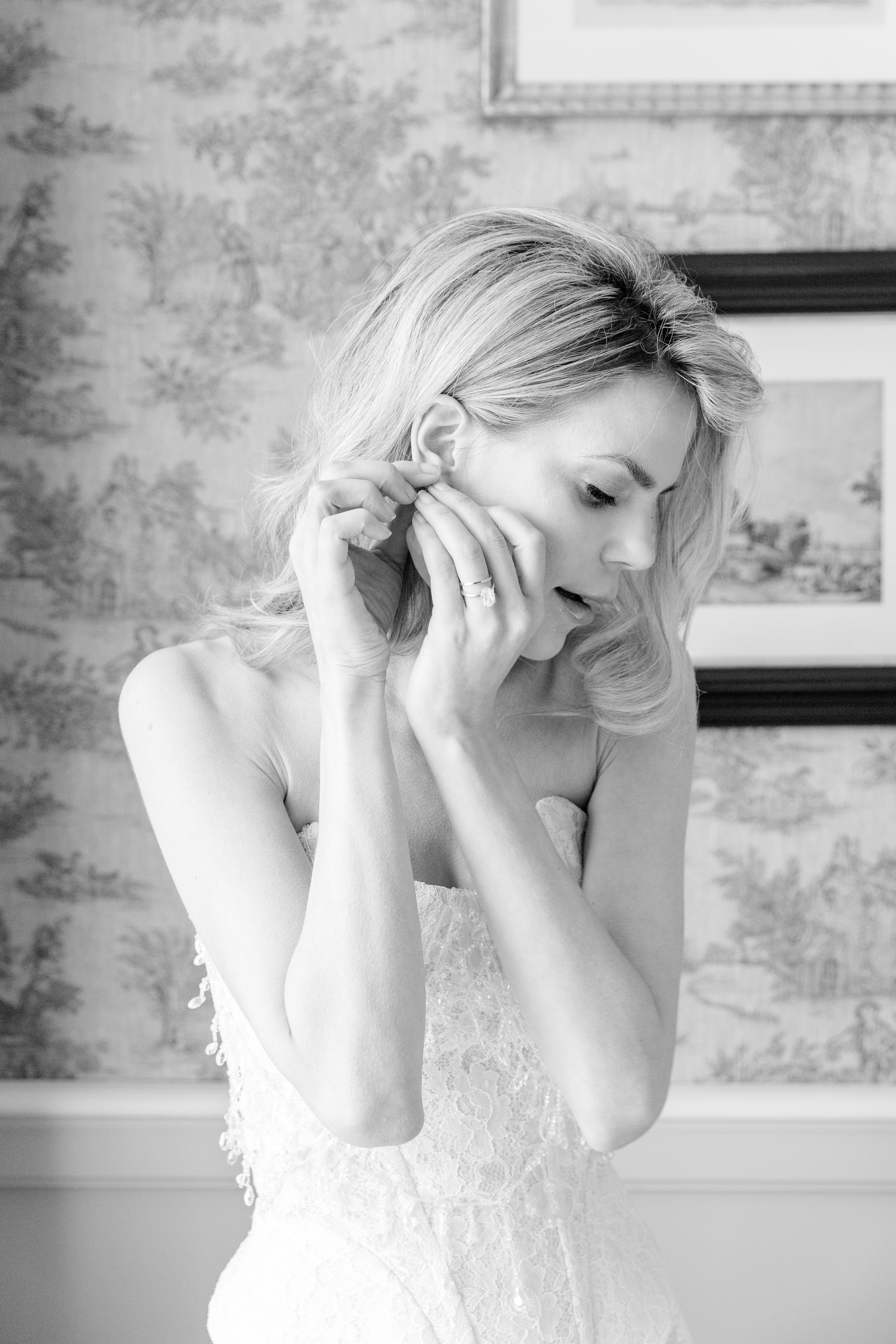 Glamorous bridal beauty shot highlighting makeup and hairstyle for a destination wedding in France.